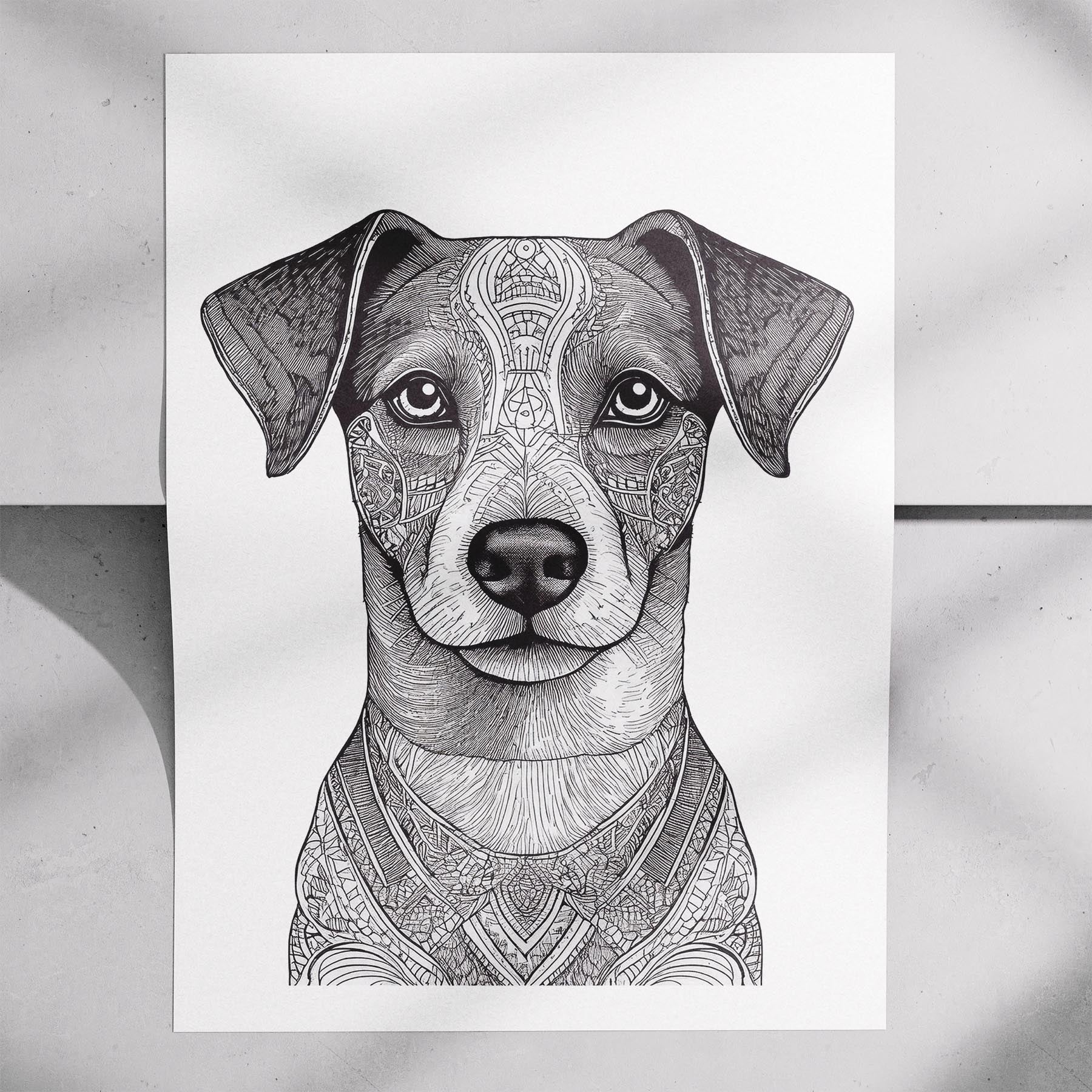 Jack Russell Mandala Black and White Dog Series image 7