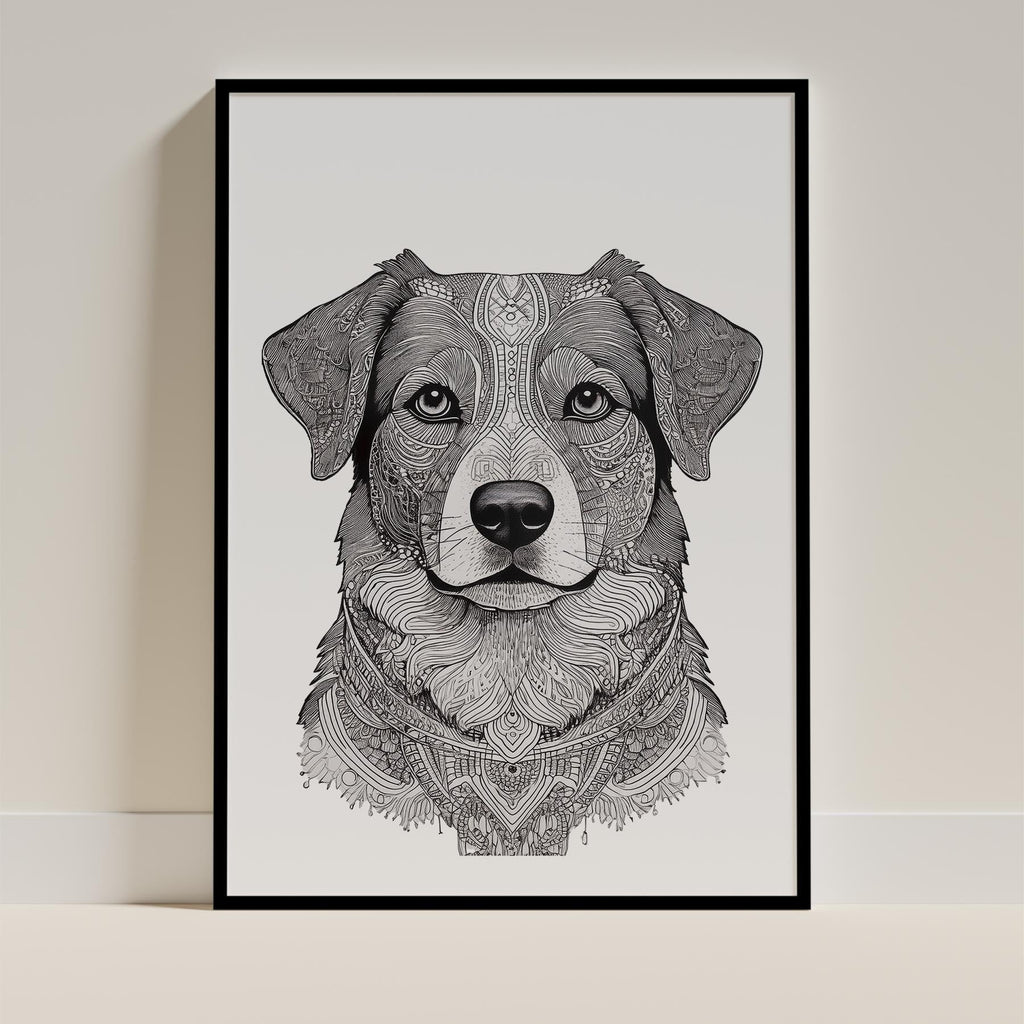Australian Shepherd Mandala Black and White Dog Series image 0