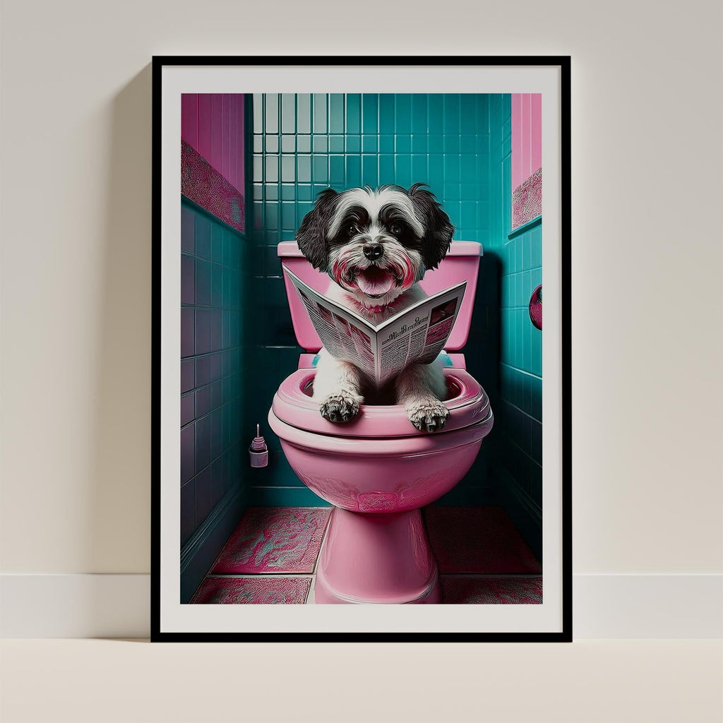 Maltese Toilet Dogs PInk and Turquise image 0