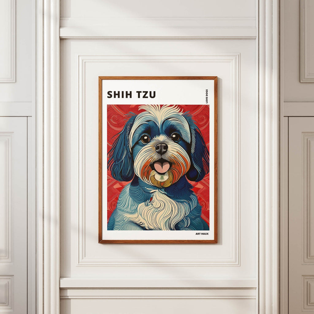 Shih Tzu Hokusai Japanese Inspired Dog Series with Text image 3