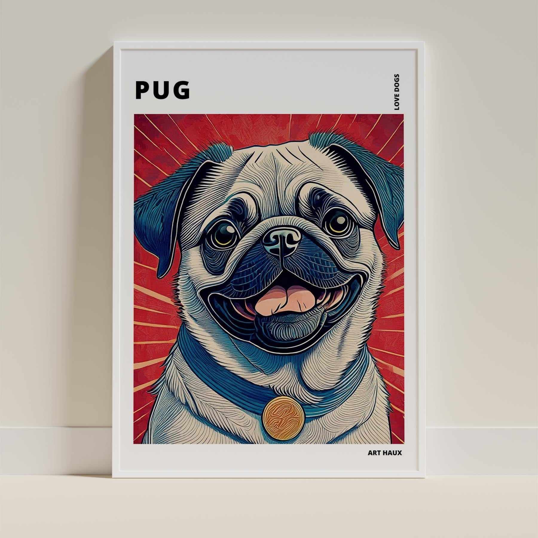 Pug Hokusai Japanese Inspired Dog Series with Text image 8