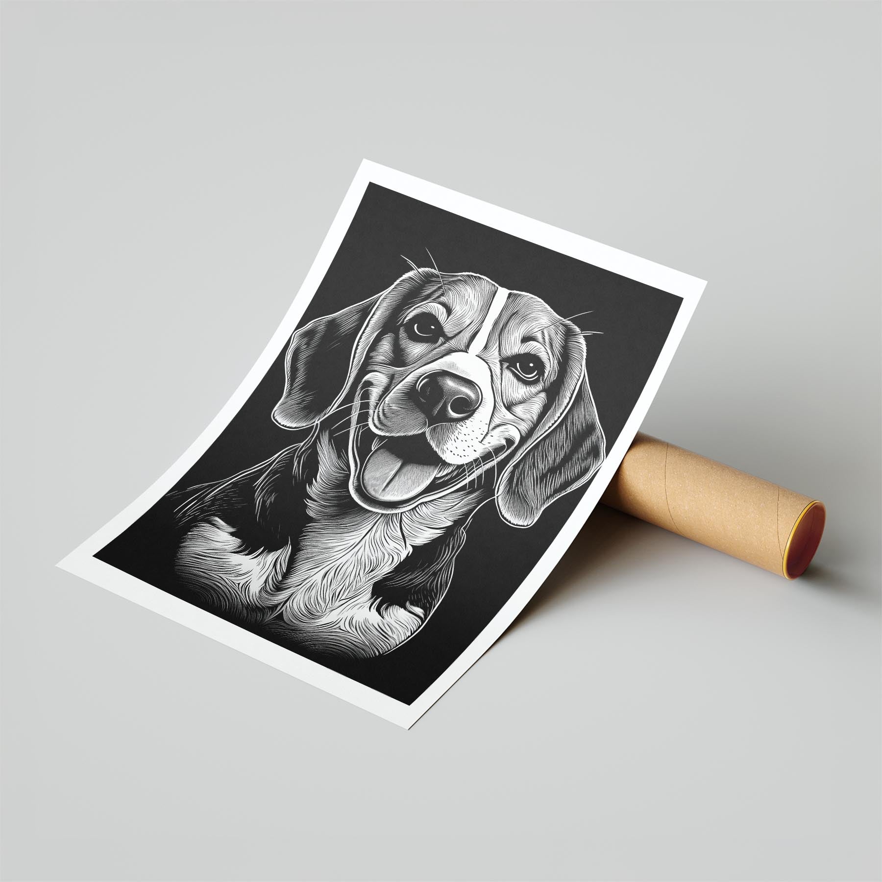 Beagle Line Dog Series in Black and White image 6