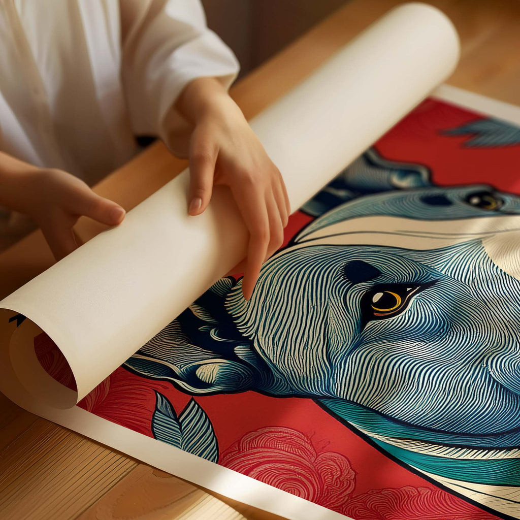 Bull Terrier Hokusai Japanese Inspired Dog Series with Text image 1