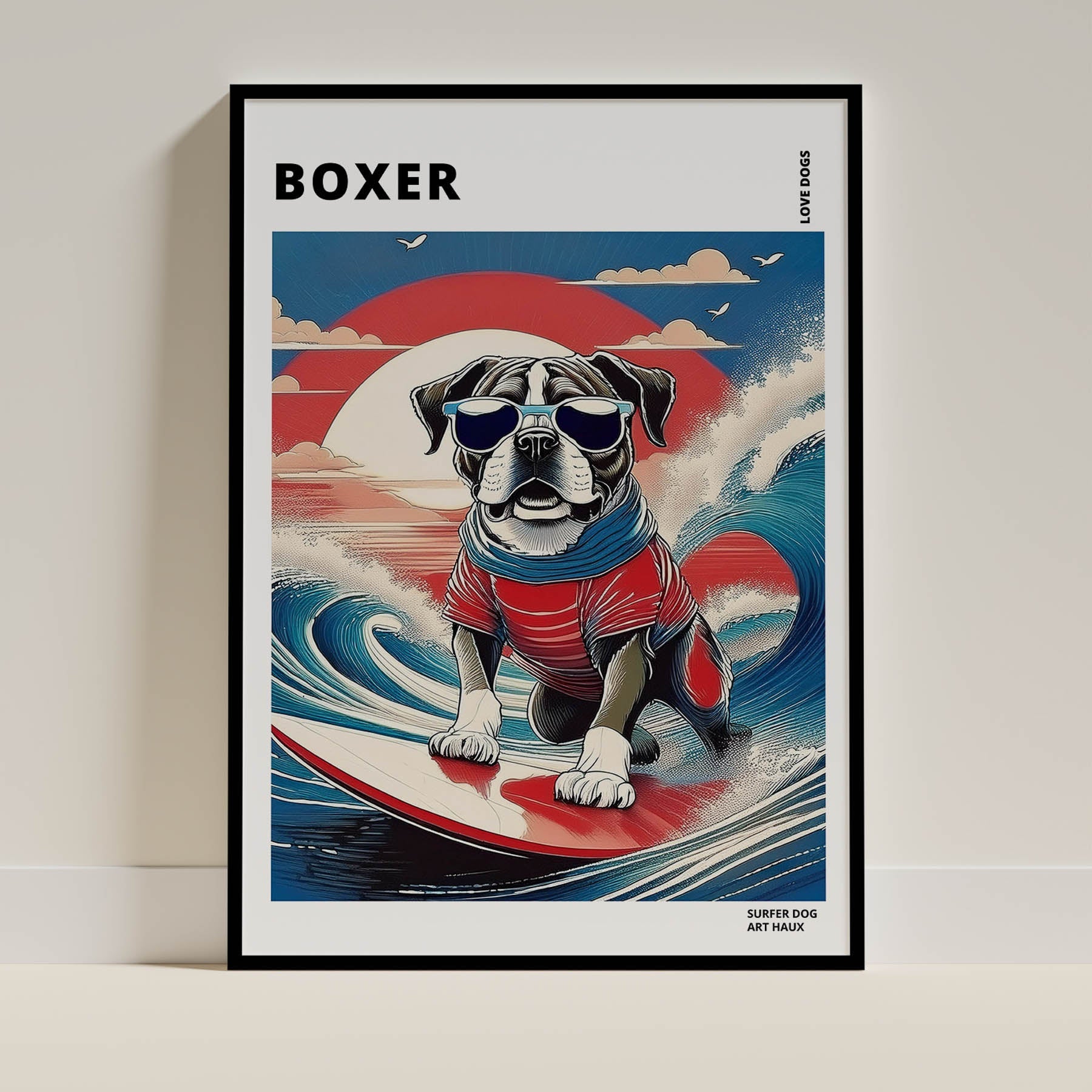 Boxer Hokosai Surfer Dogs 1 image 0