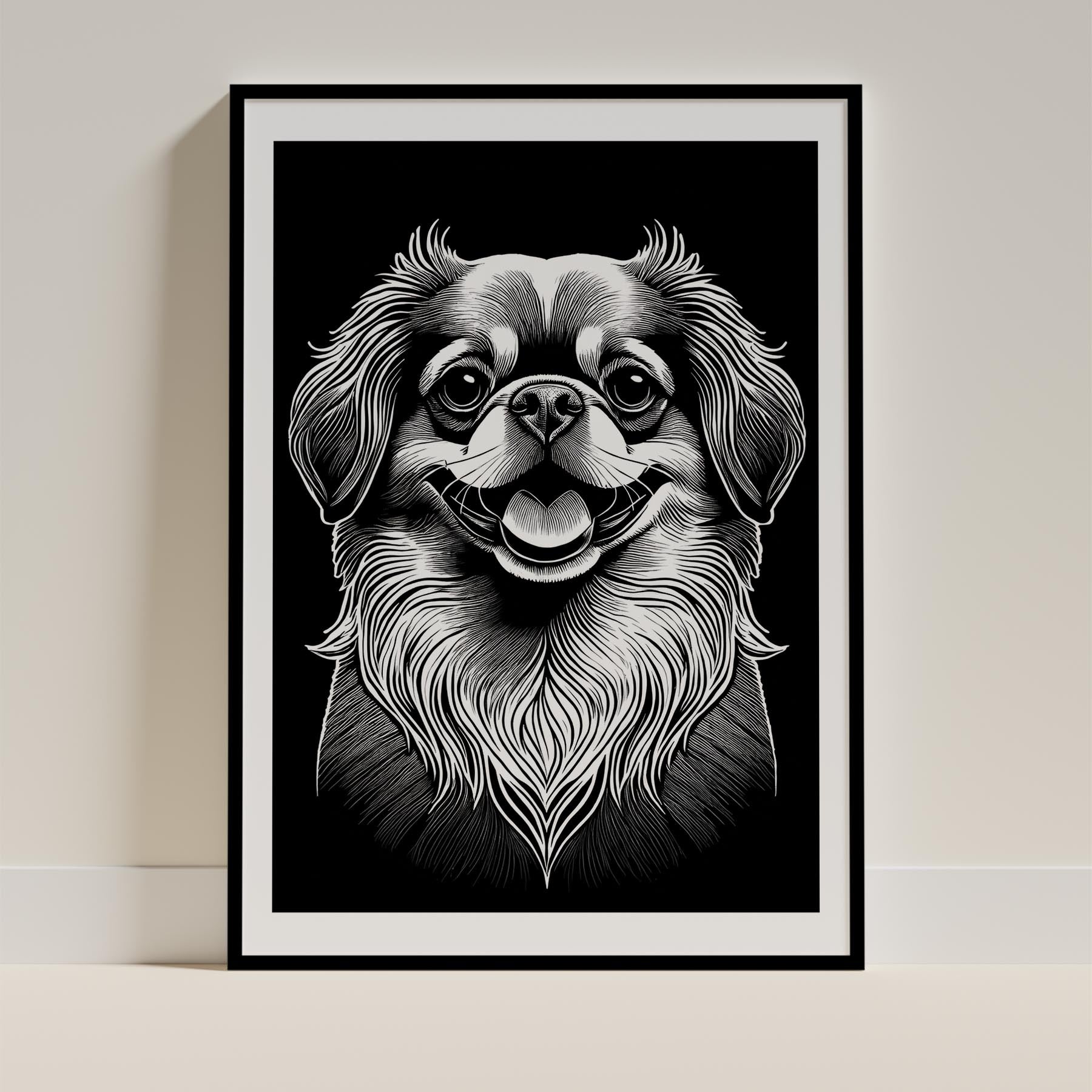 Pekingese Line Dog Series in Black and White image 0
