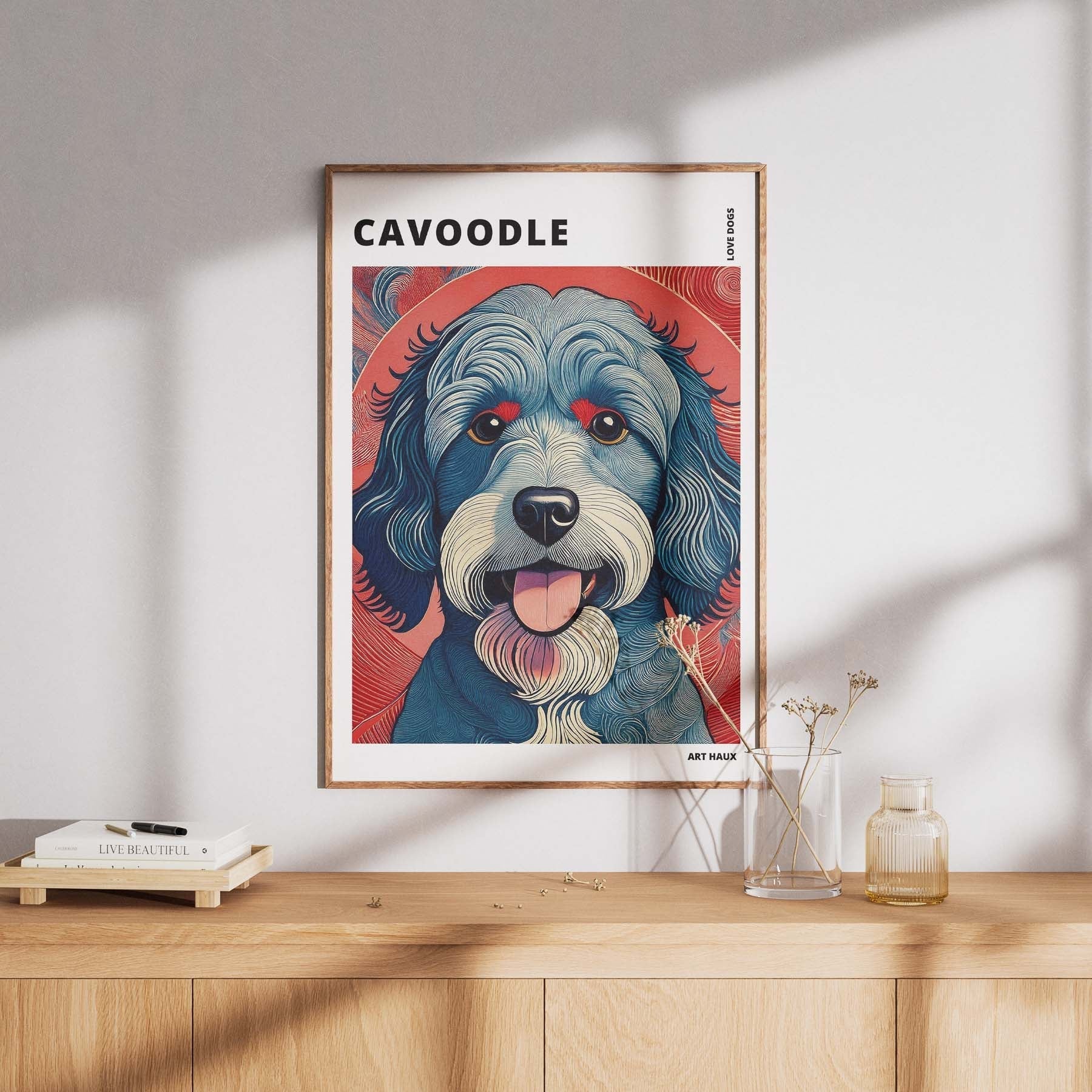 Cavoodle Hokusai Japanese Inspired Dog Series with Text image 7