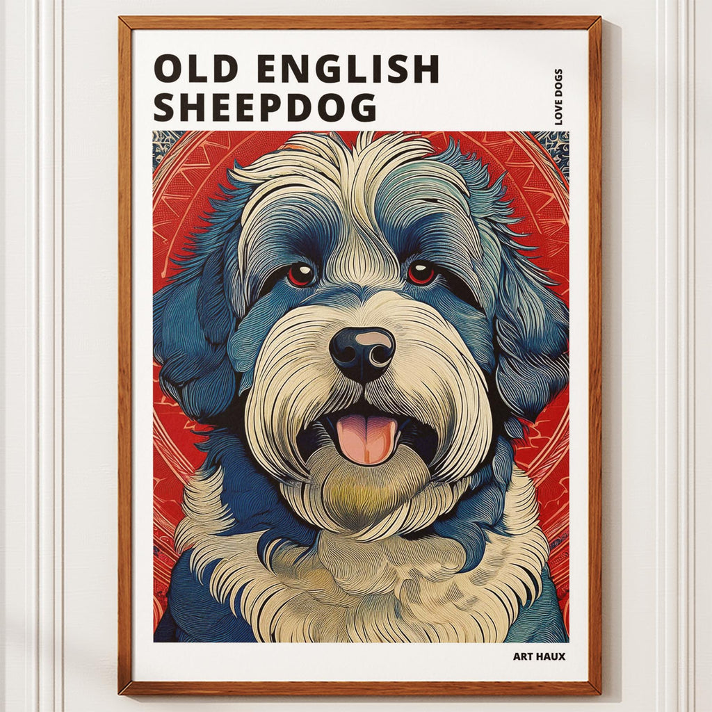 Old English Sheepdog Hokusai Japanese Inspired Dog Series with Text image 9