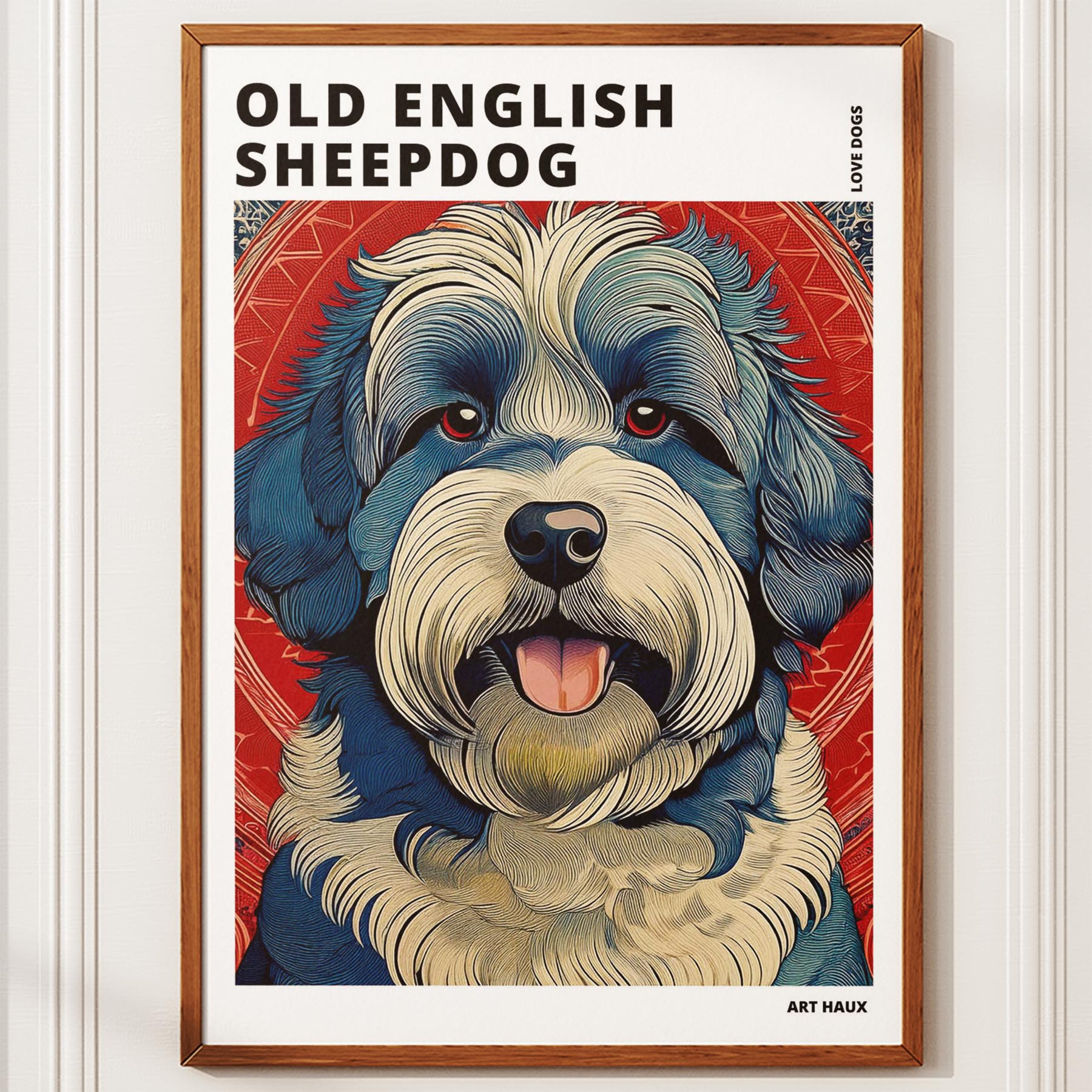 Old English Sheepdog Hokusai Japanese Inspired Dog Series with Text image 9