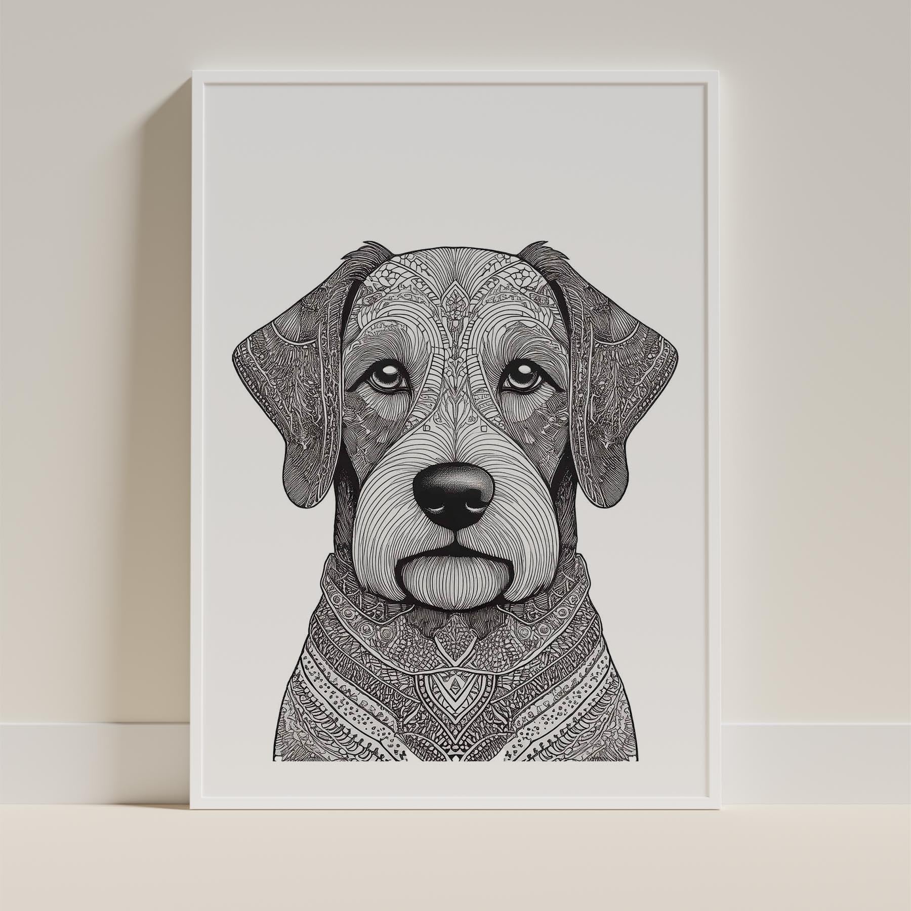 Australian Silky Terrier Mandala Black and White Dog Series image 9