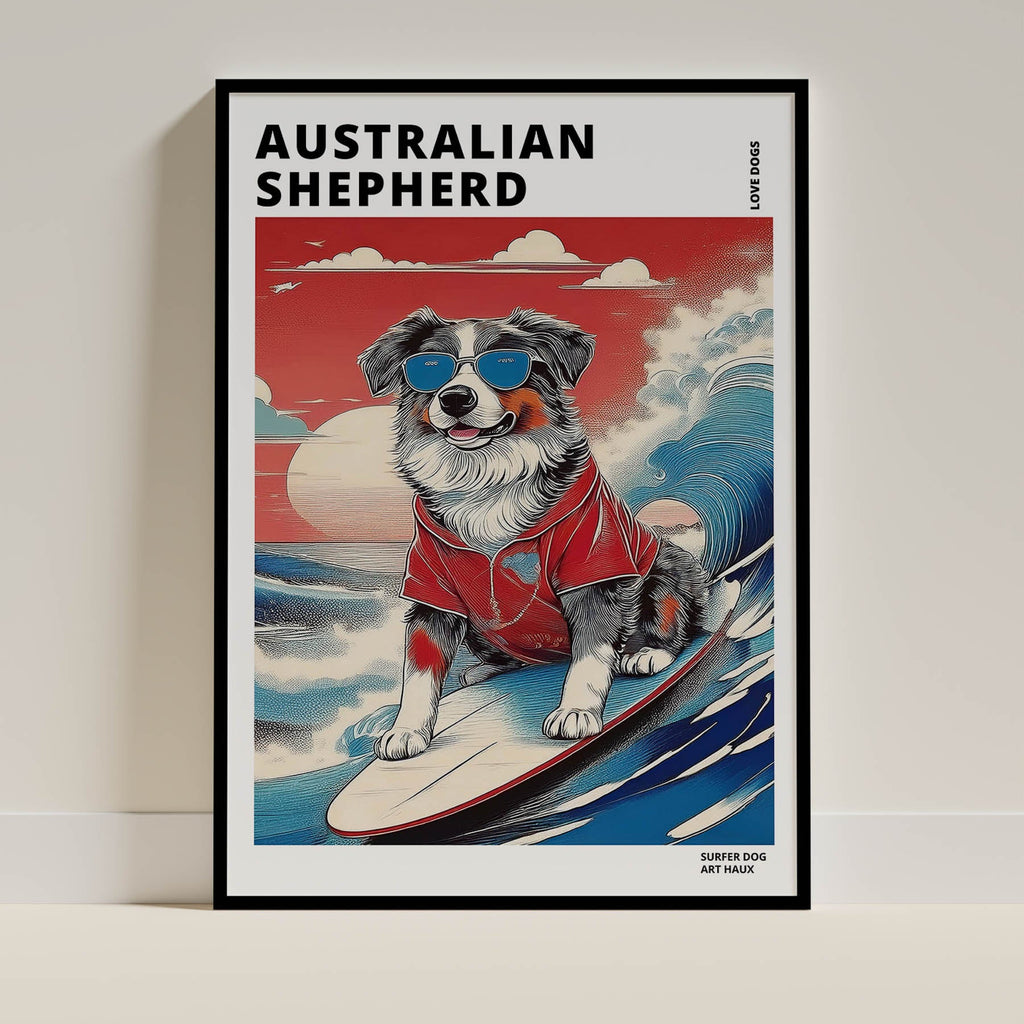 Australian Shepherd Hokosai Surfer Dogs 1 image 0