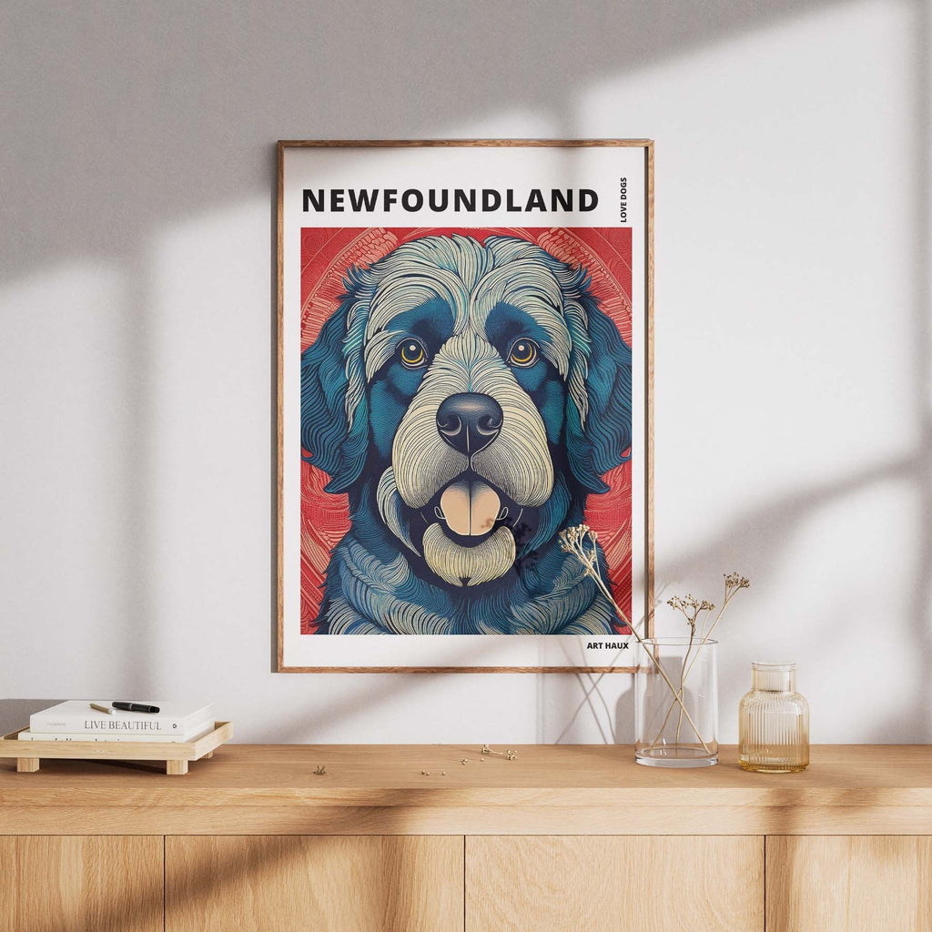 Newfoundland Hokusai Japanese Inspired Dog Series with Text image 7