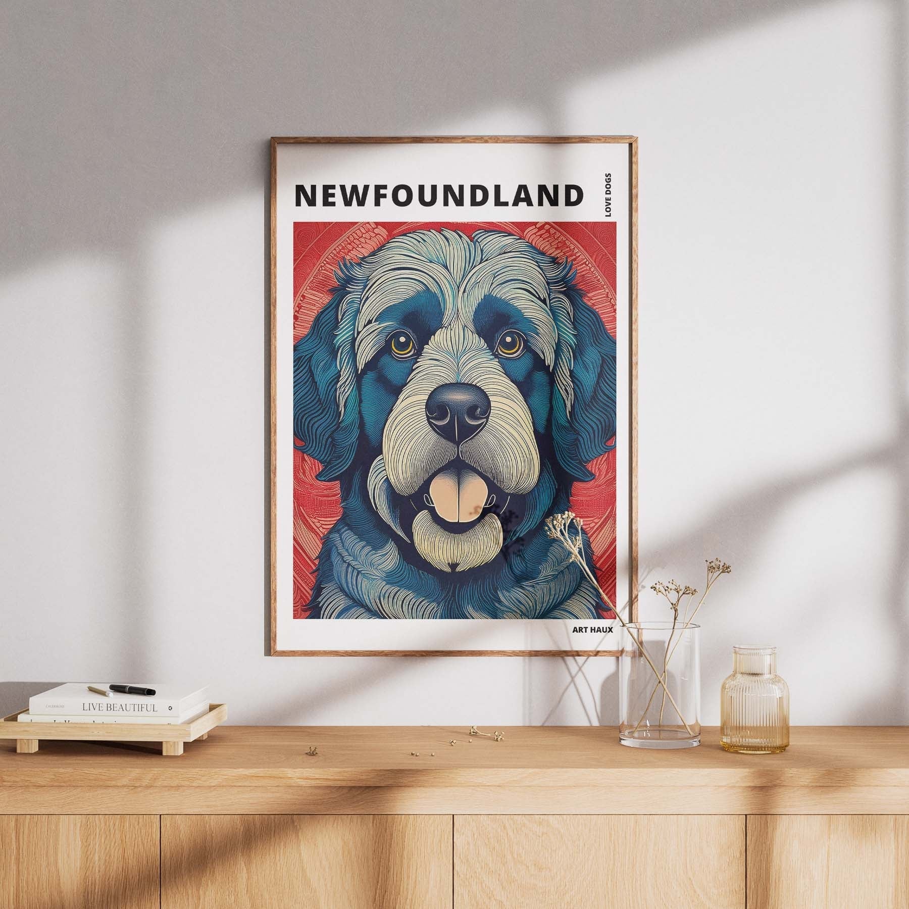 Newfoundland Hokusai Japanese Inspired Dog Series with Text image 7