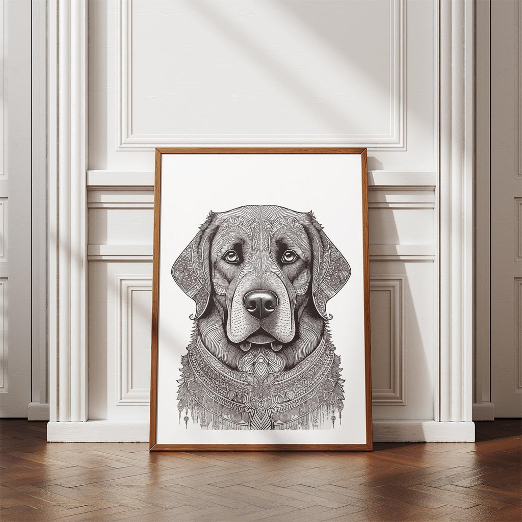 Newfoundland Mandala Black and White Dog Series image 4