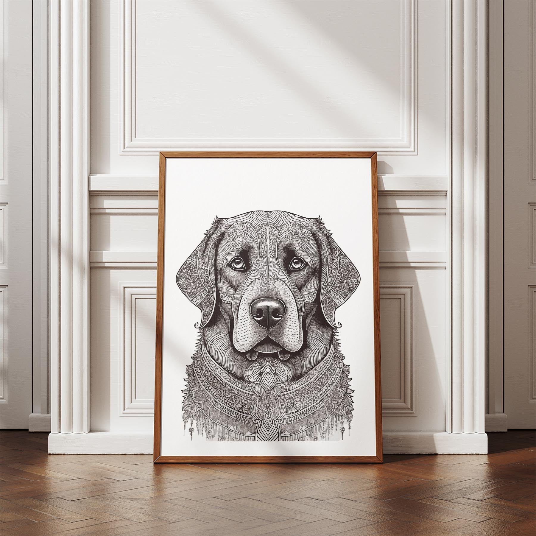 Newfoundland Mandala Black and White Dog Series image 4