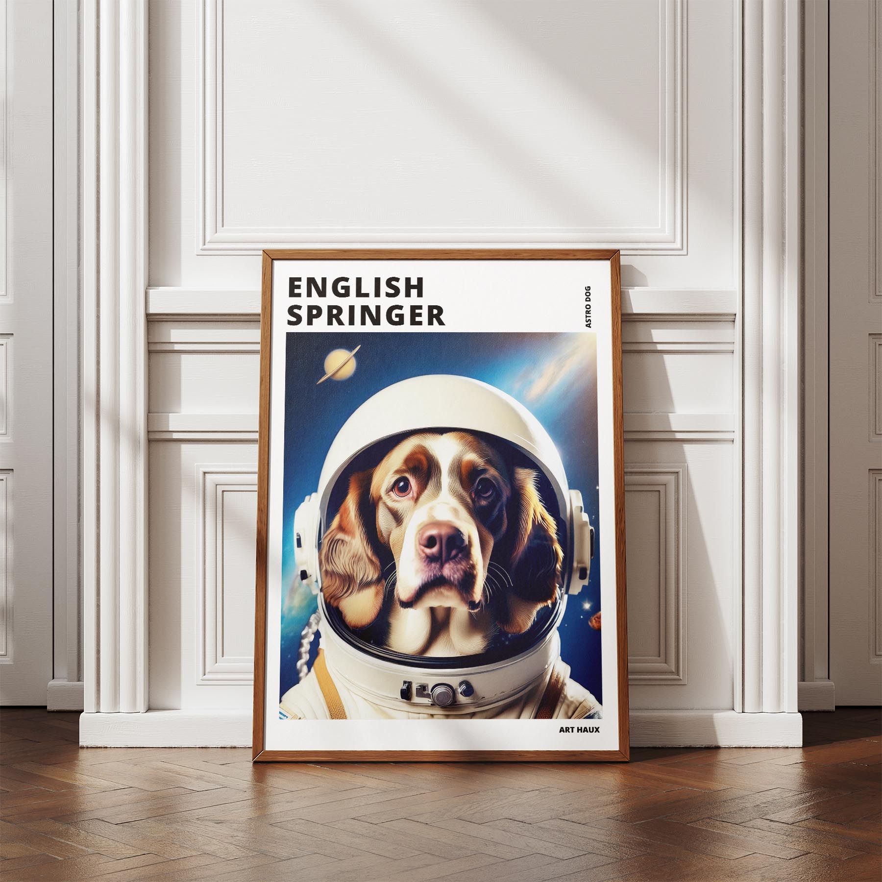 English Springer Spaniel Astronaut Dog Series with Text Astro Dog image 4