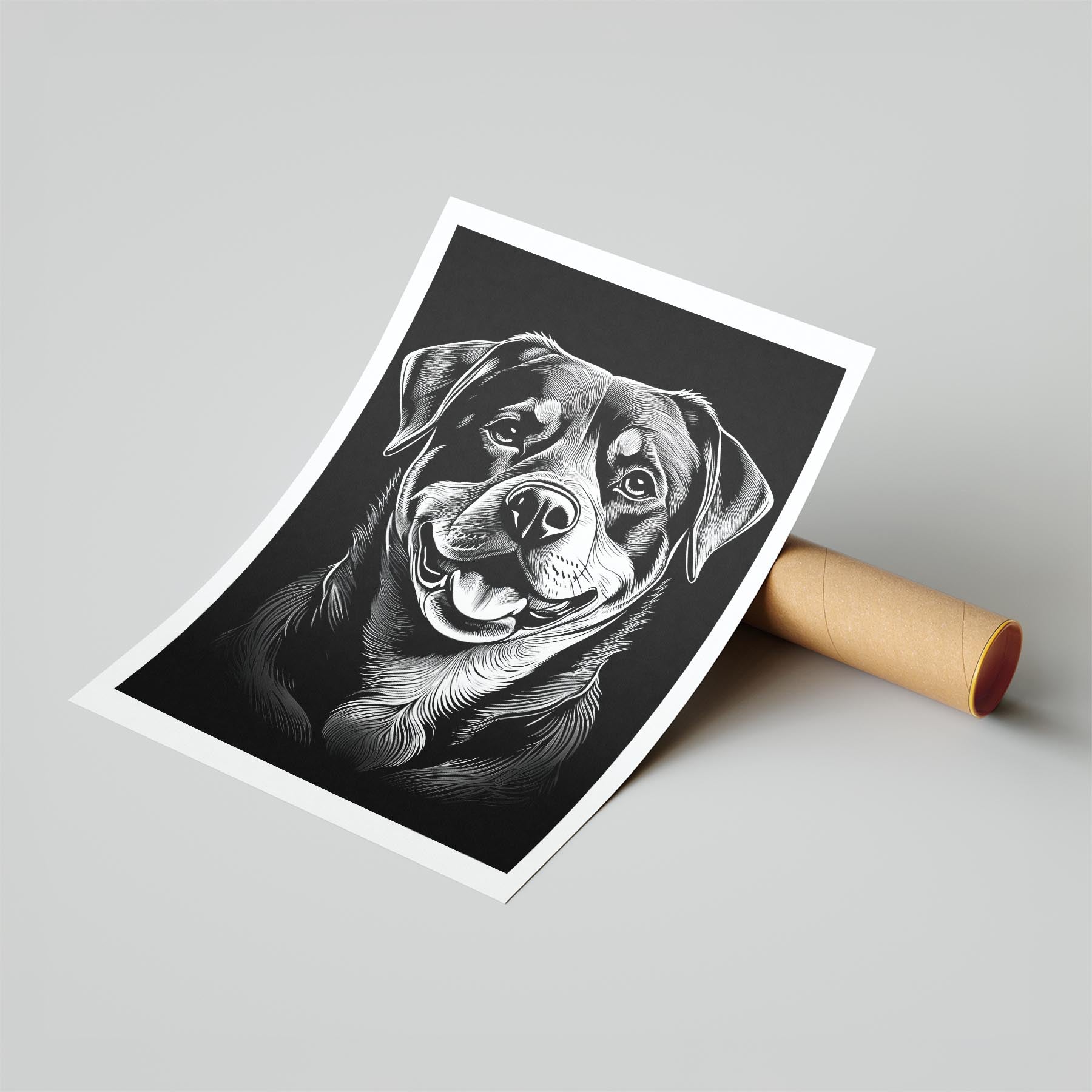 Rottweiler Line Dog Series in Black and White image 6