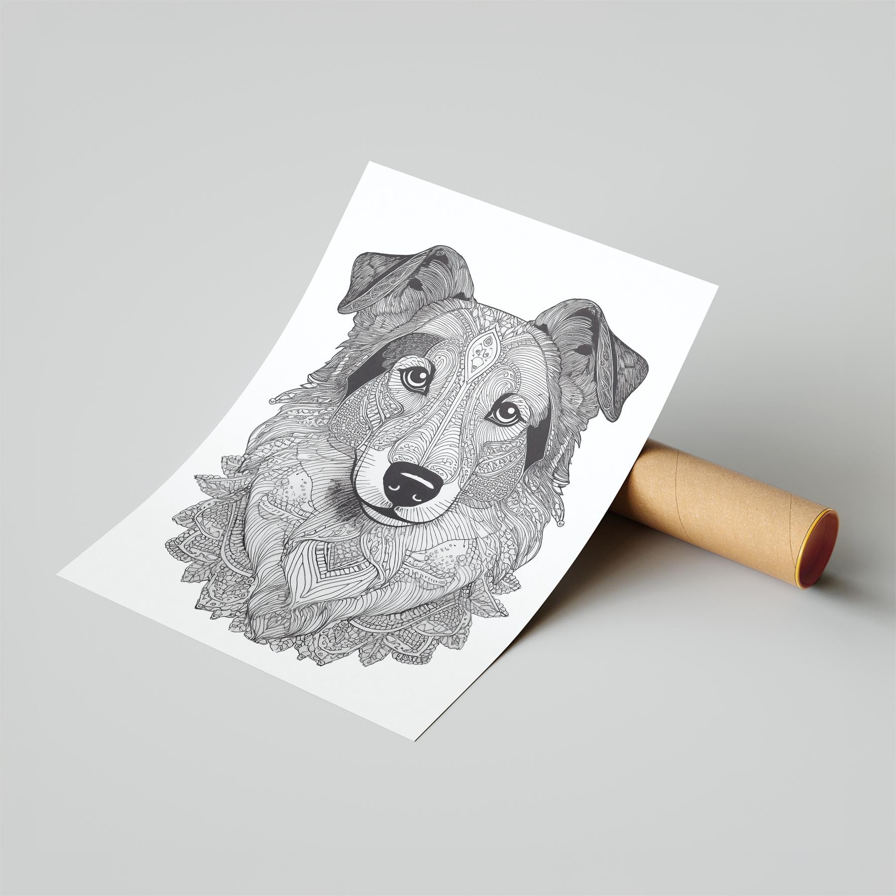 Shetland Sheepdog Mandala Black and White Dog Series image 6