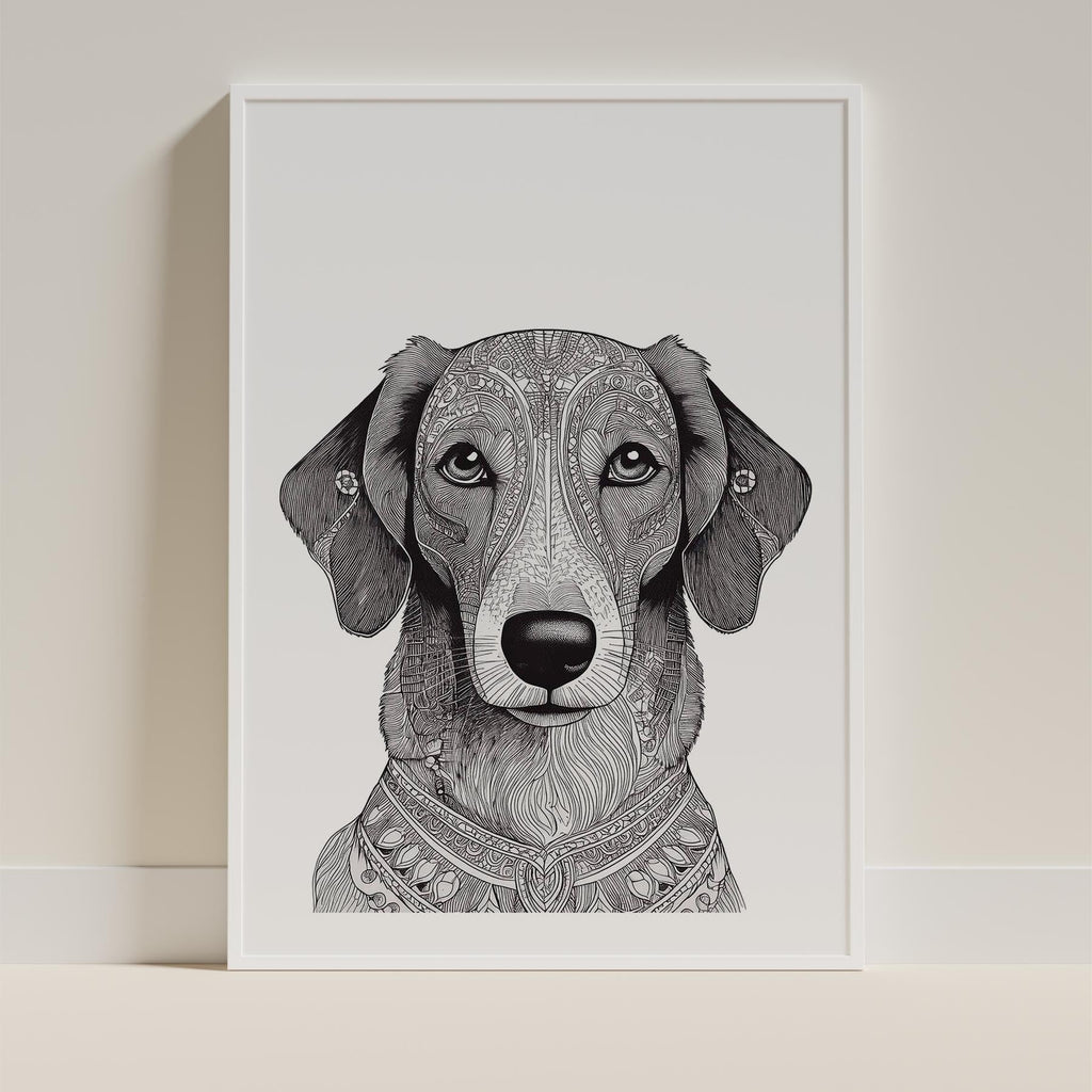 Borzoi Mandala Black and White Dog Series image 9