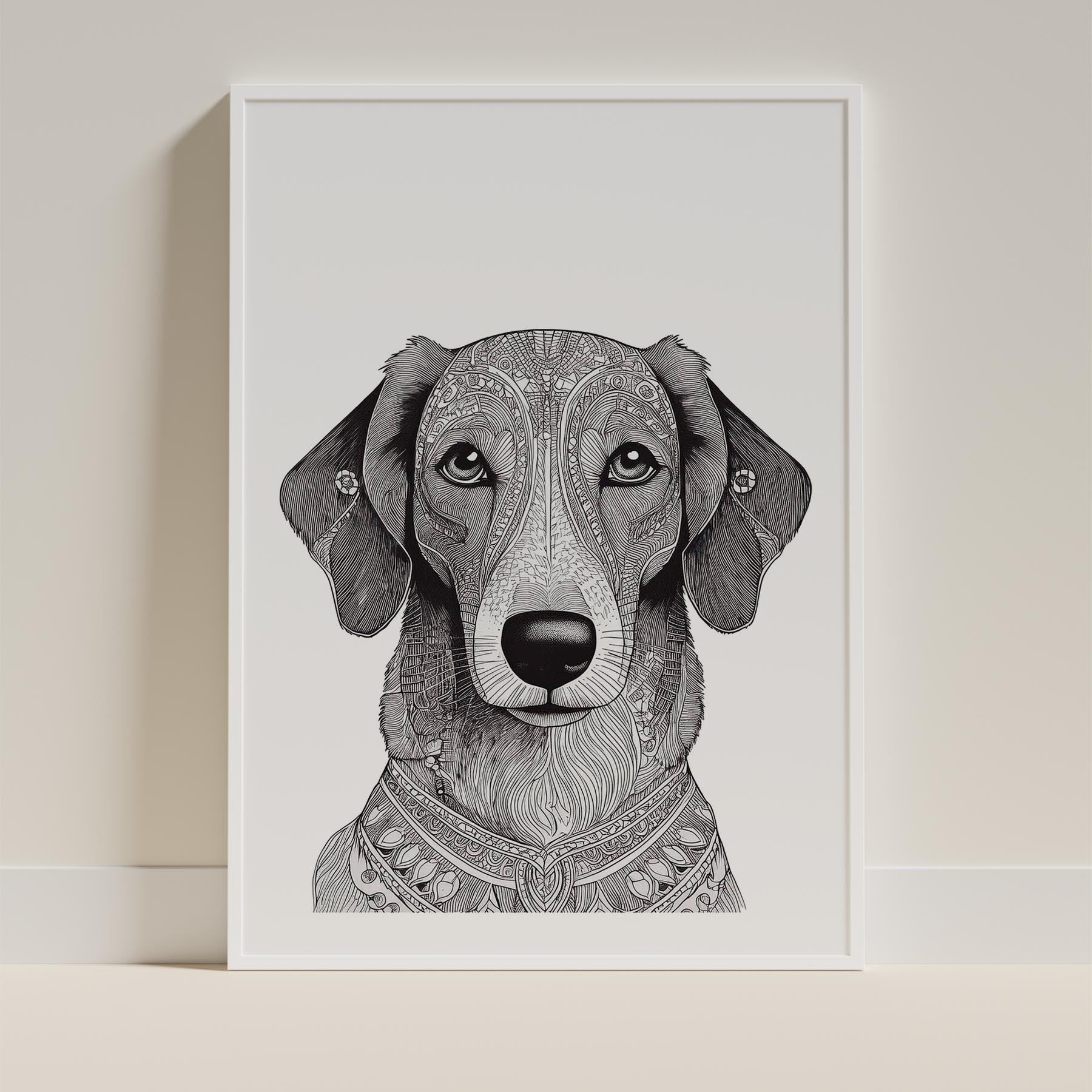 Borzoi Mandala Black and White Dog Series image 9