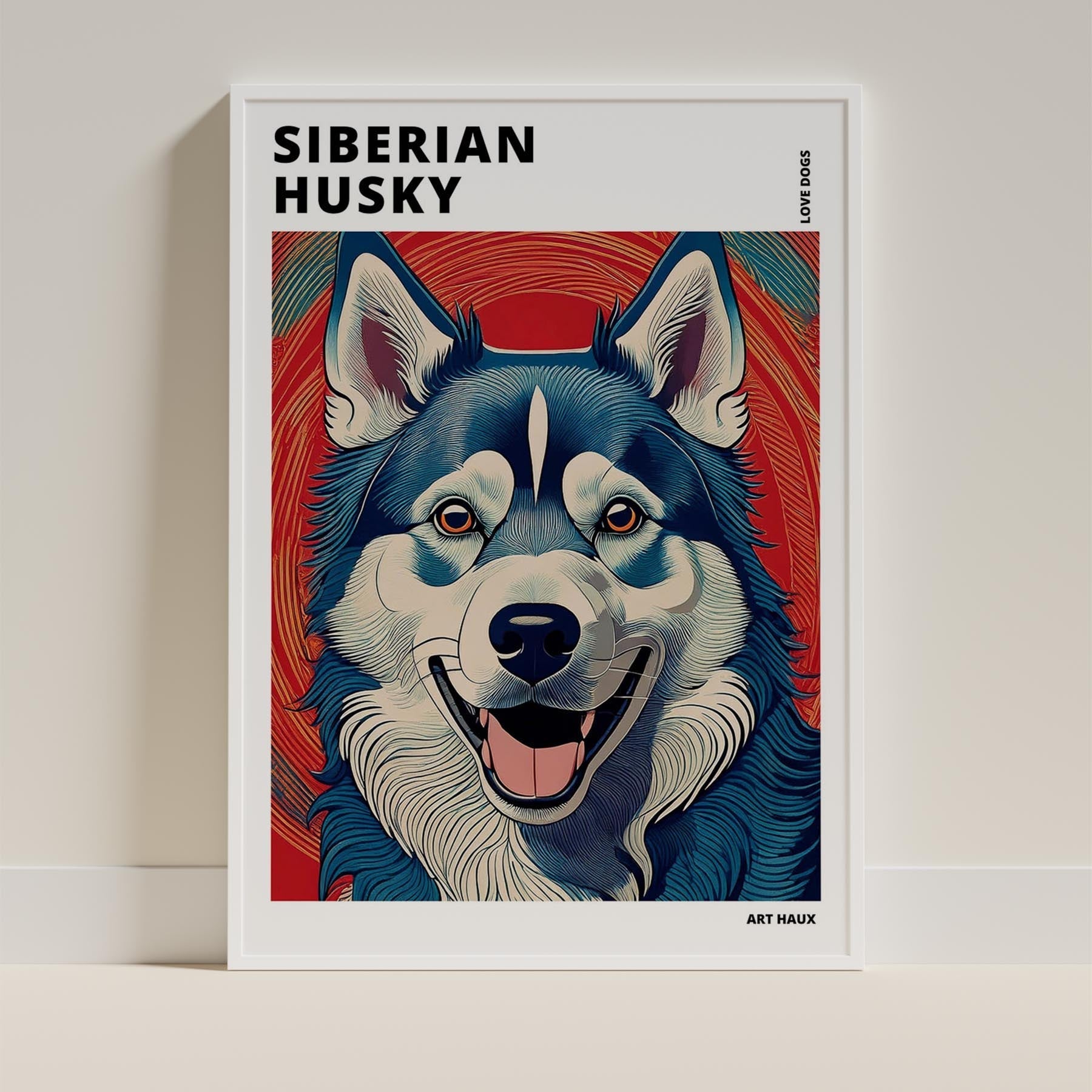 Siberian Husky Hokusai Japanese Inspired Dog Series with Text image 8