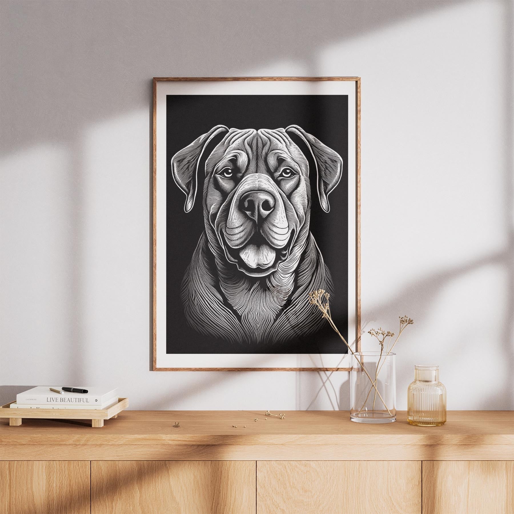 Neapolitan Mastiff Line Dog Series in Black and White image 8