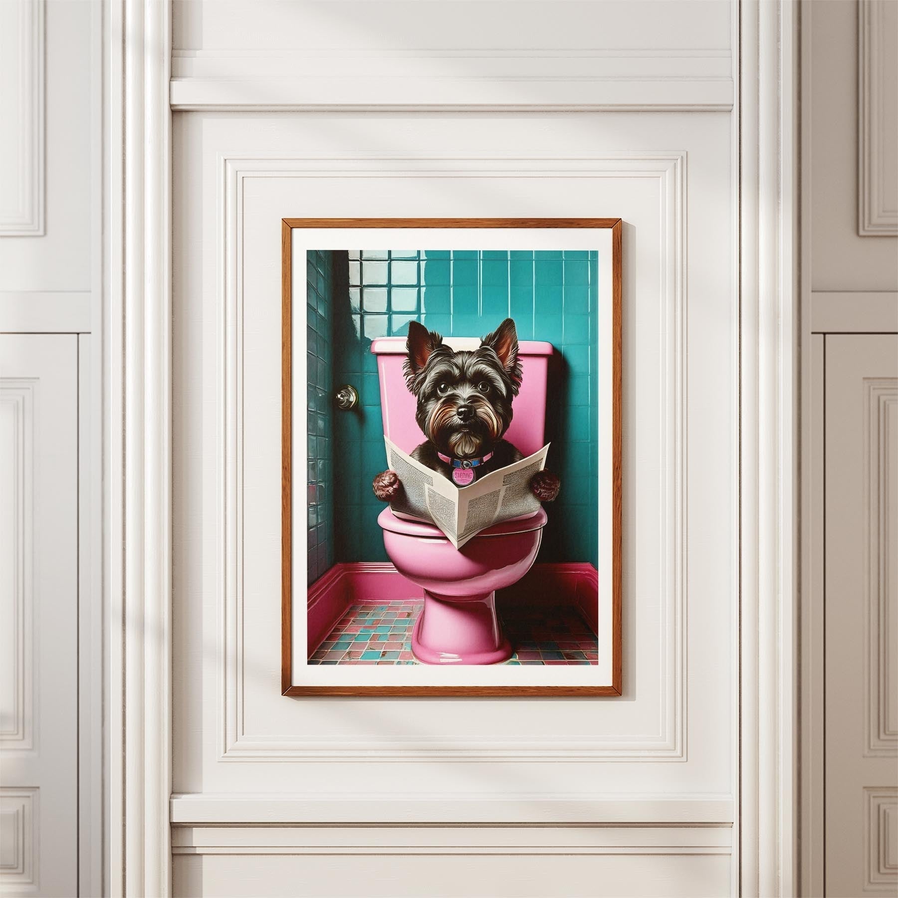 Yorkshire Terrier Toilet Dogs PInk and Turquise ! This kitschy, colourful Yorksh image 5
