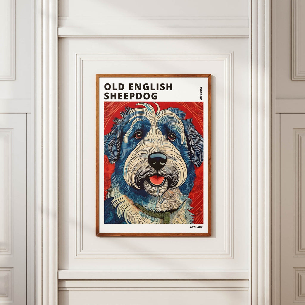 Old English Sheepdog Hokusai Japanese Inspired Dog Series with Text image 3