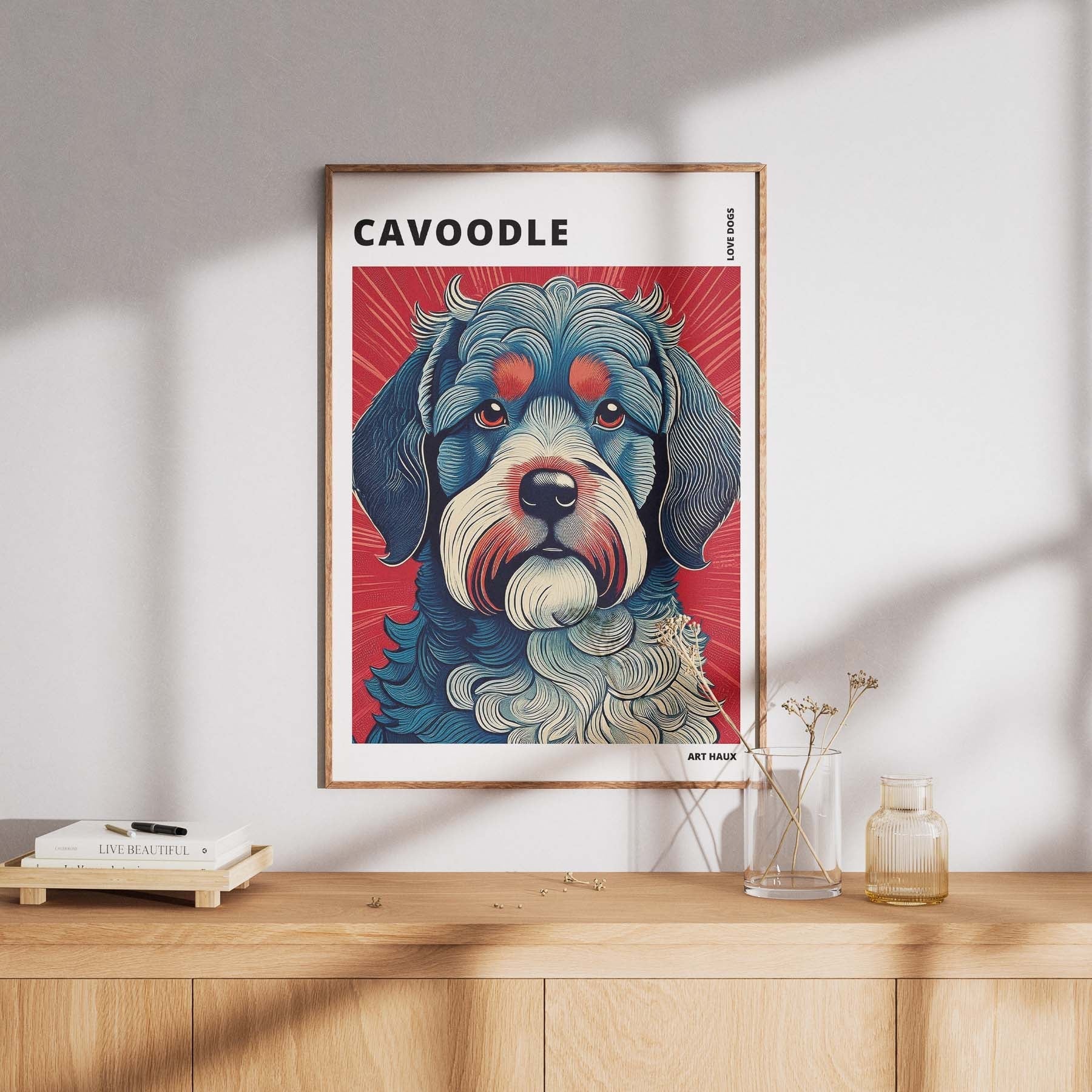 Cavoodle Hokusai Japanese Inspired Dog Series with Text image 7