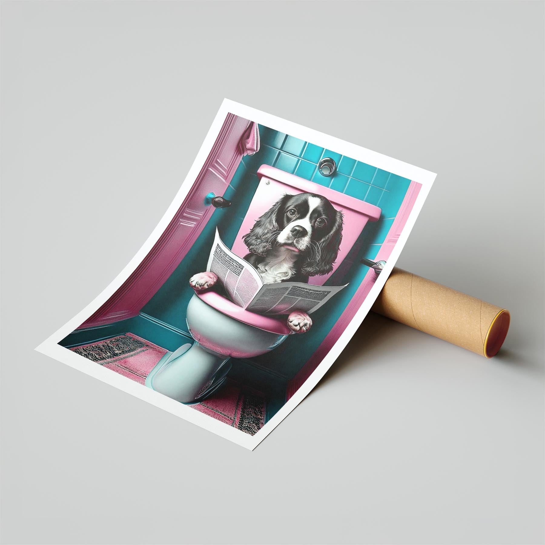 Cavalier Spaniel Toilet Dogs PInk and Turquise image 6