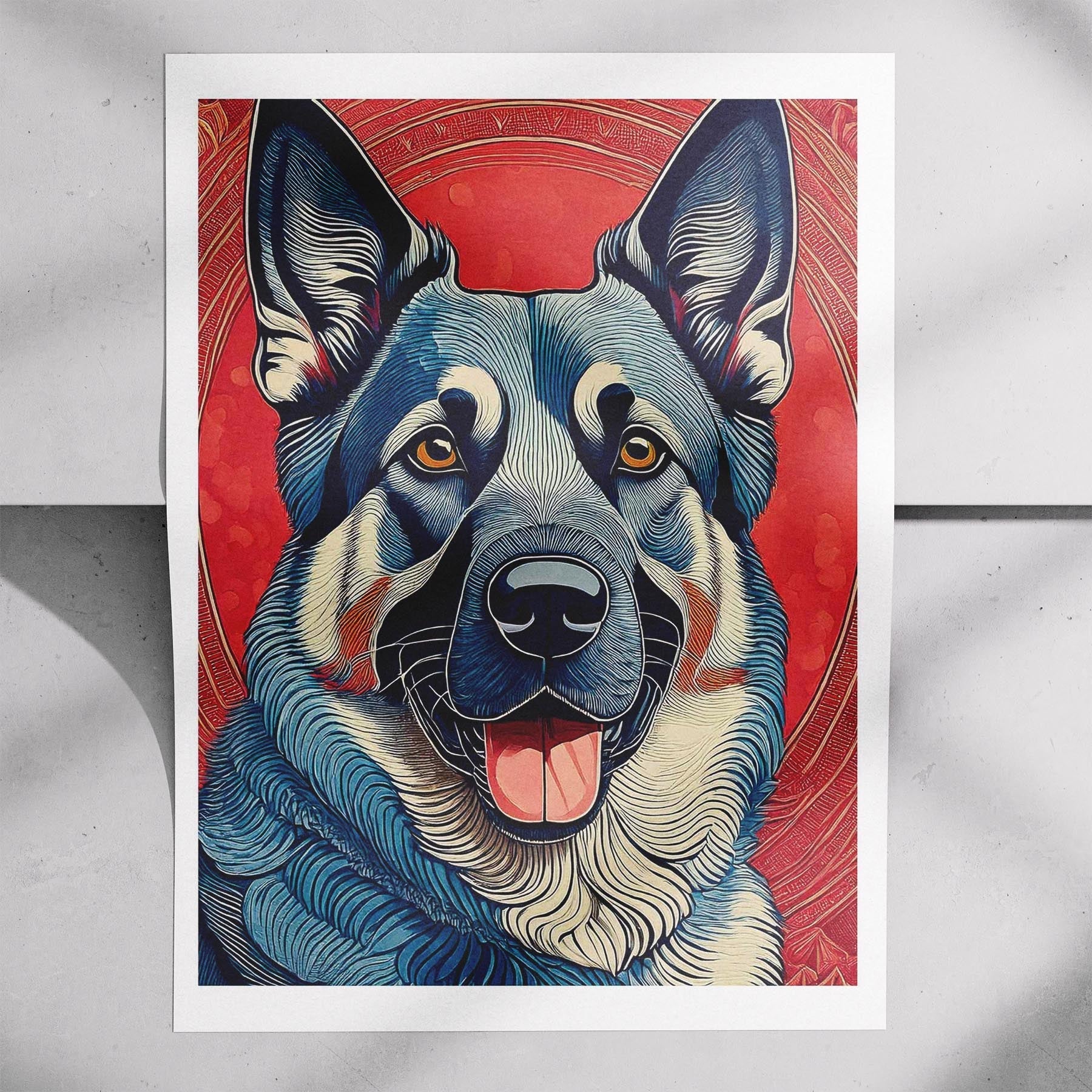 German Shepherd Hokusai Japanese Inspired Dog Series image 7