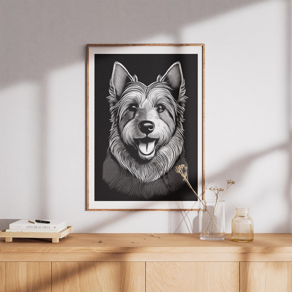 Australian Terrier Line Dog Series in Black and White image 8