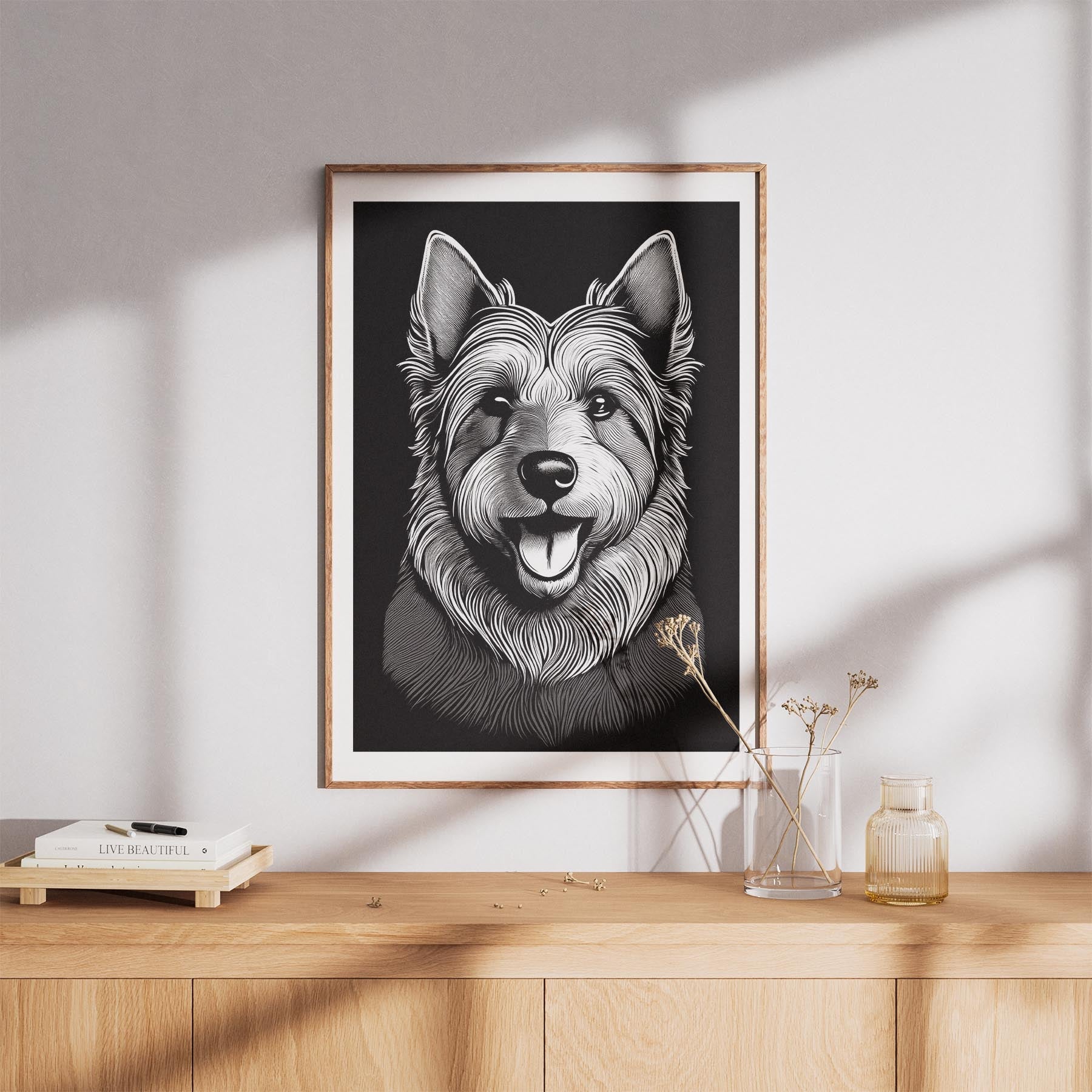 Australian Terrier Line Dog Series in Black and White image 8