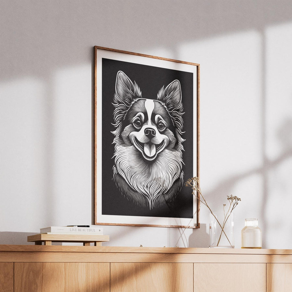 Japanese Chin Line Dog Series in Black and White image 5