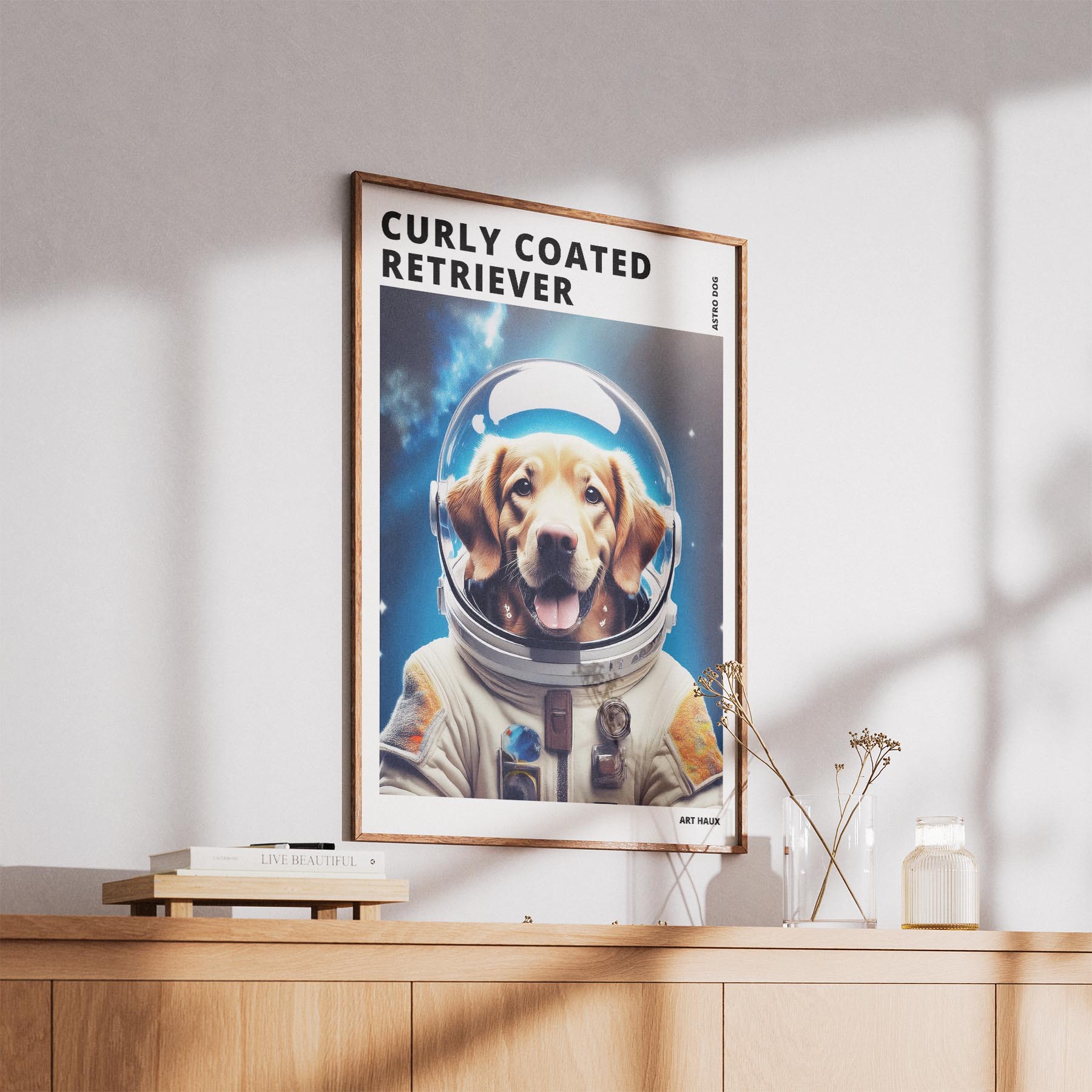 Curly Coated Retriever Astronaut Dog Series with Text Astro Dog image 5
