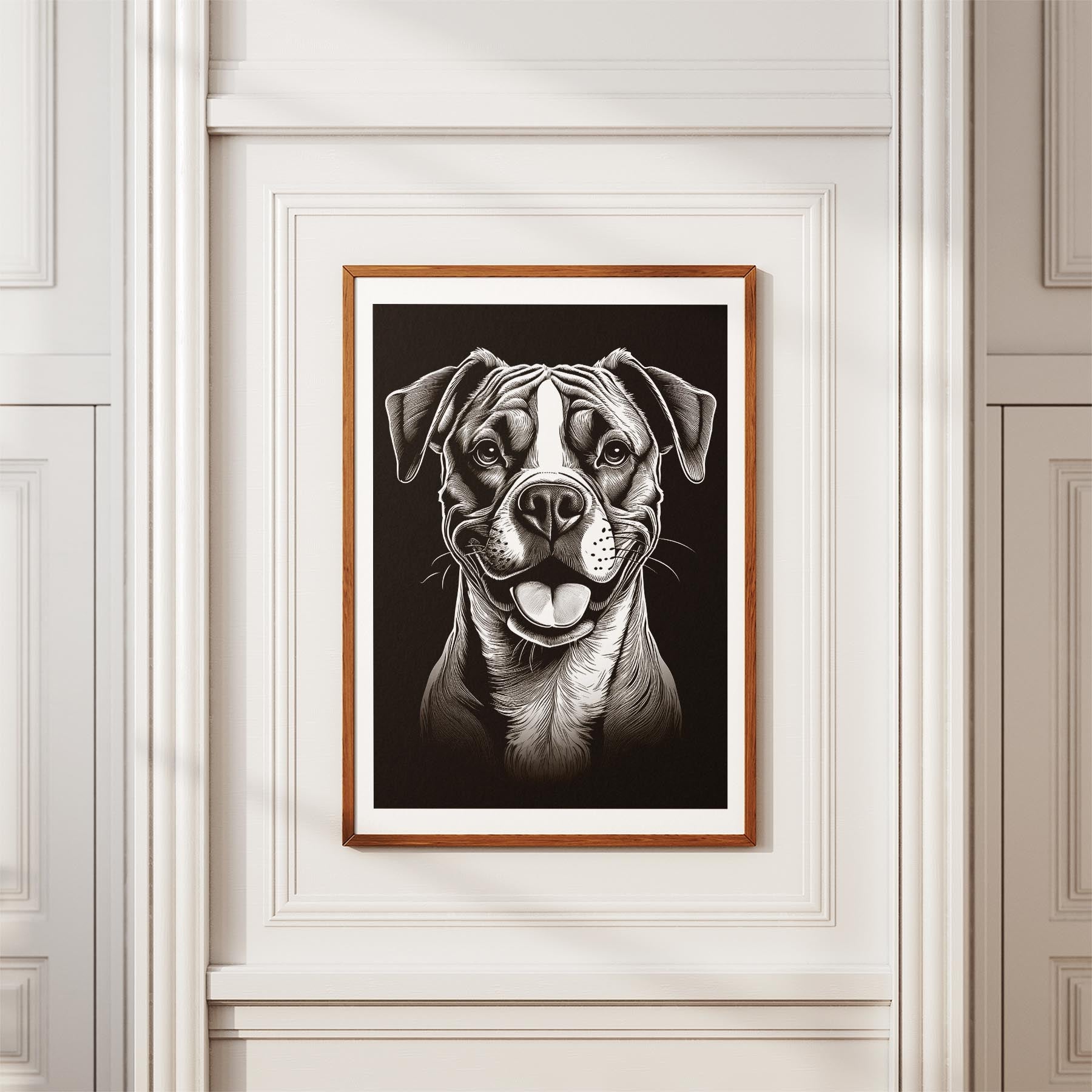 Boxer Line Dog Series in Black and White image 3