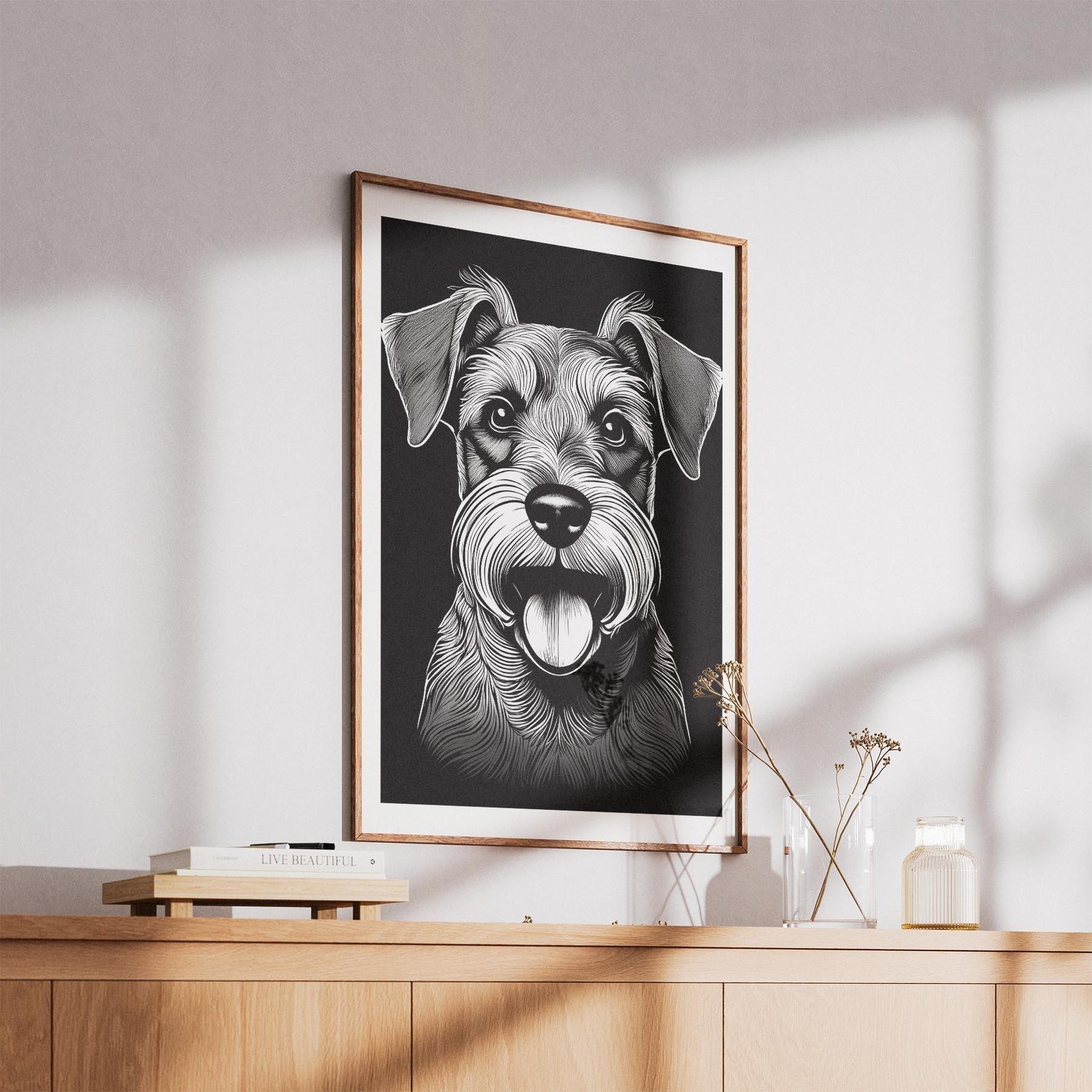 Schnauzer Line Dog Series in Black and White image 5