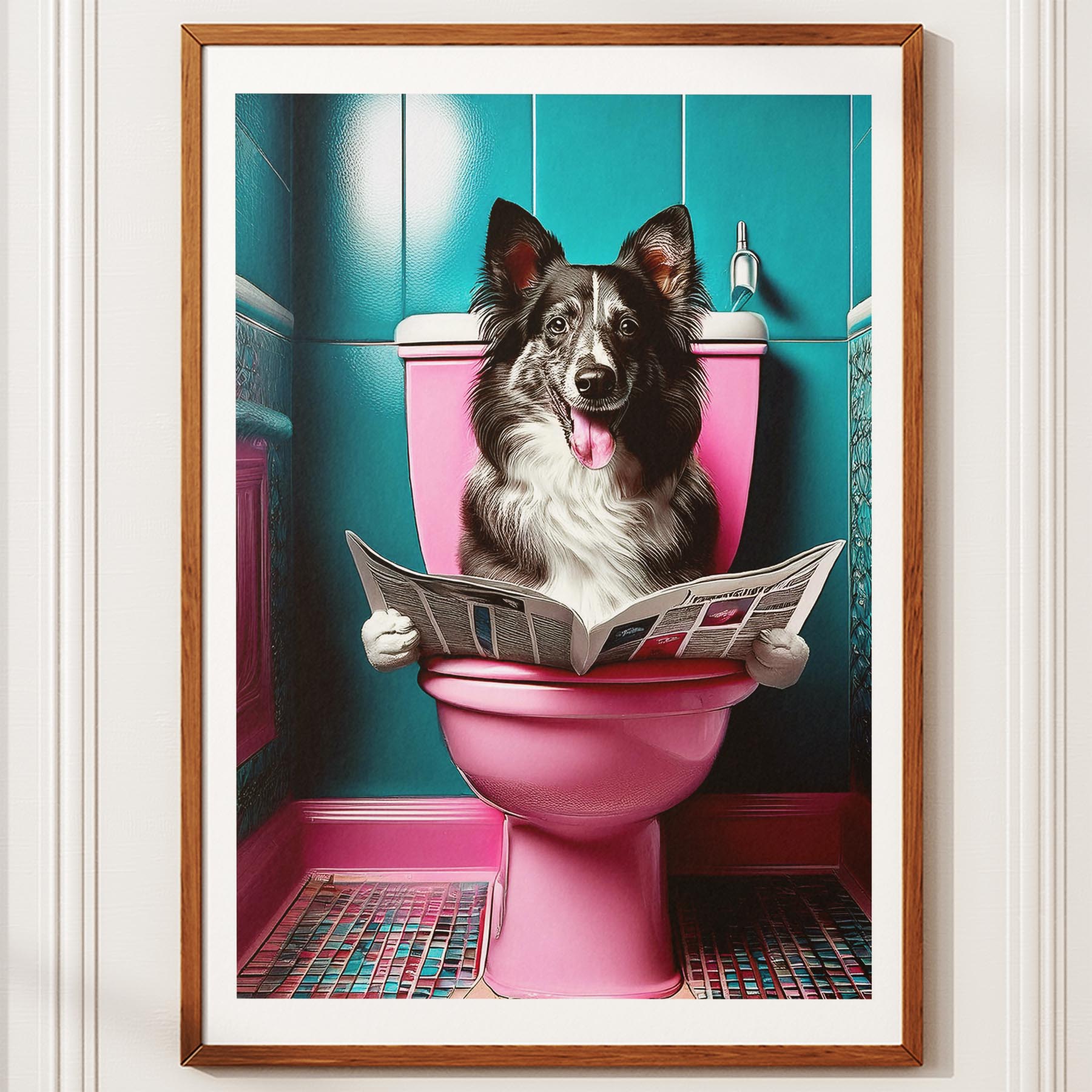 Shetland Sheepdog Toilet Dogs PInk and Turquise image 10