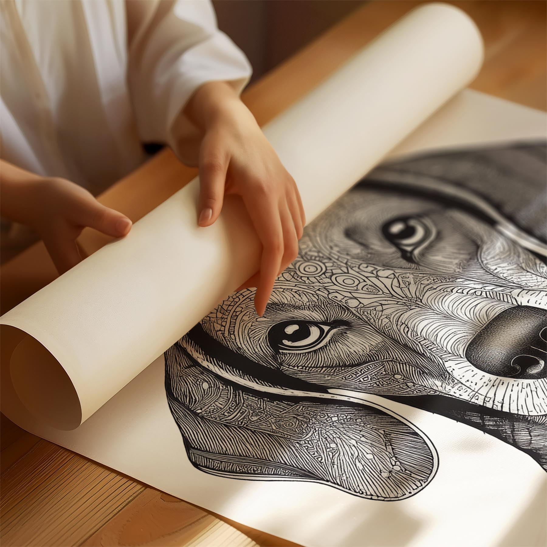 Dachshund Mandala Black and White Dog Series image 1