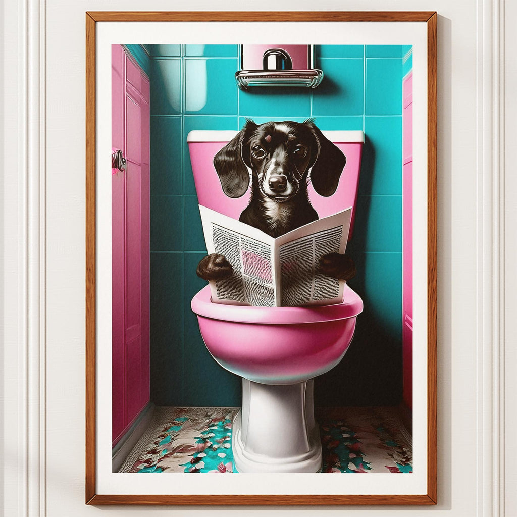 Dachshund Toilet Dogs PInk and Turquise image 10