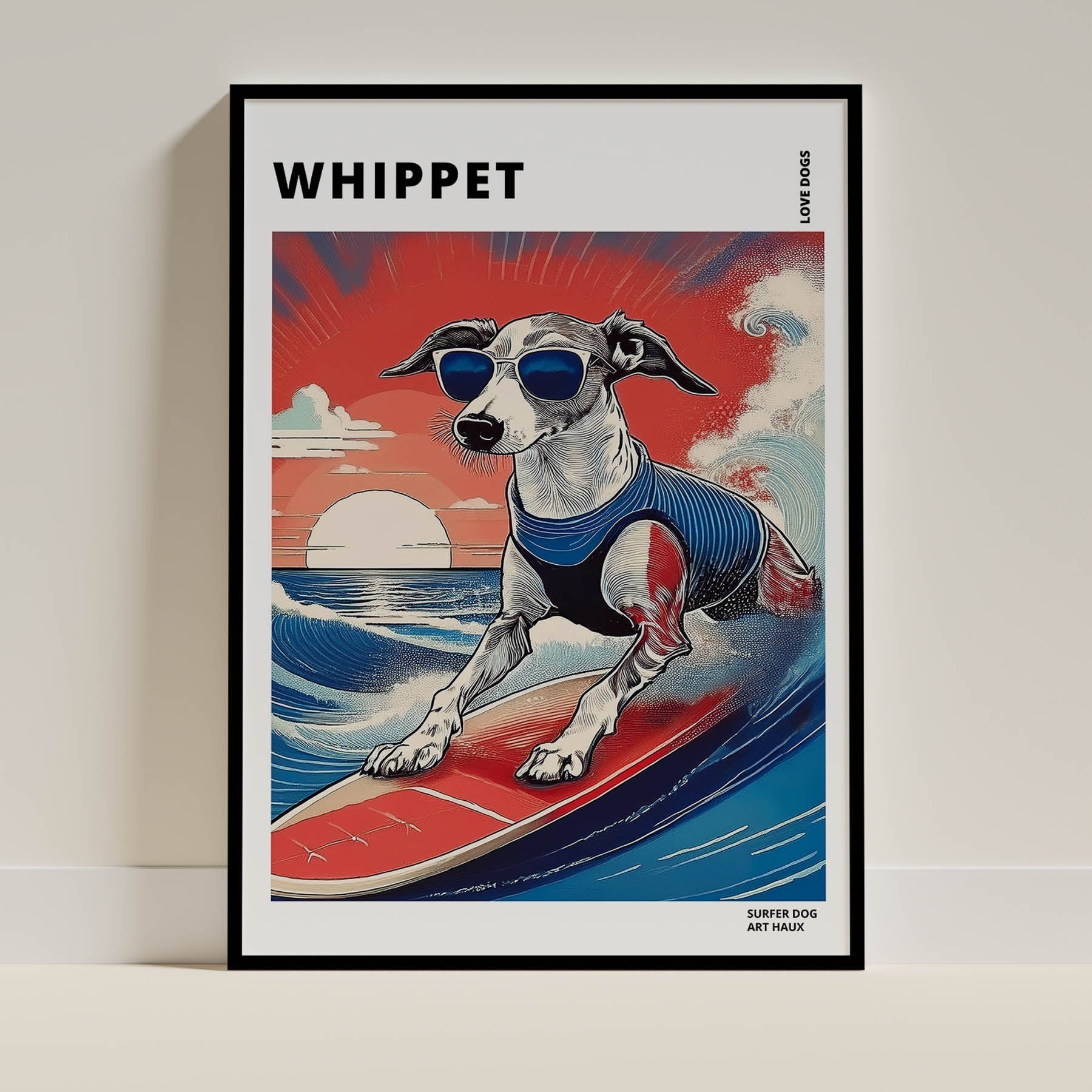 Whippet Hokosai Surfer Dogs 1 image 0