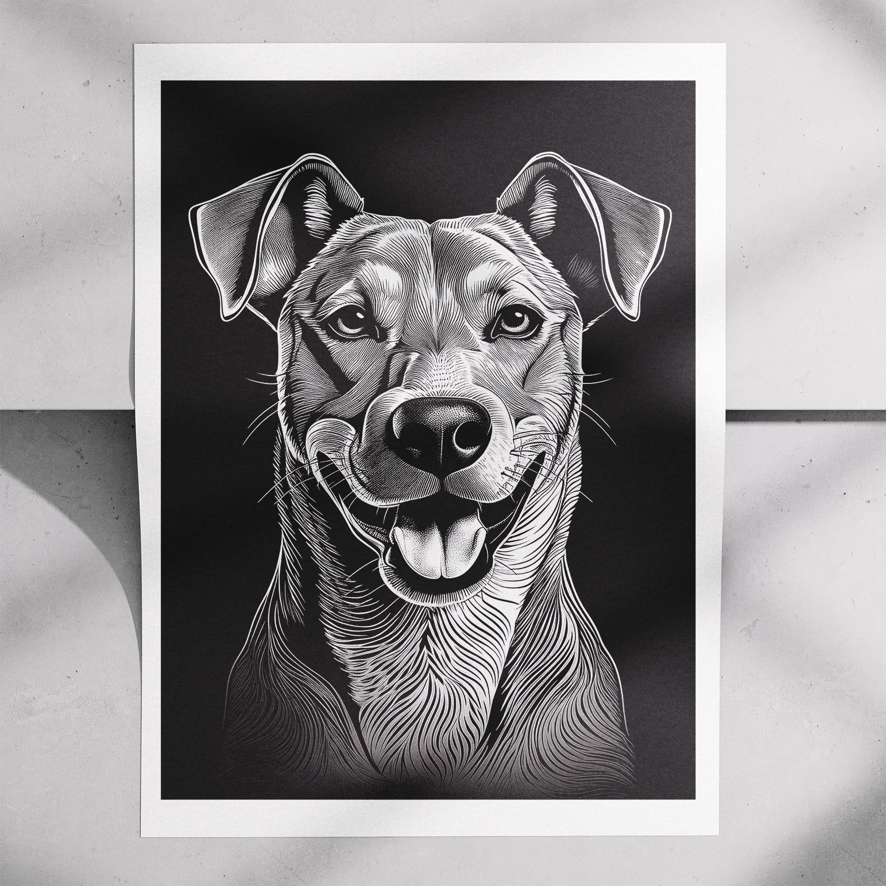 Rhoedesian Ridgeback Line Dog Series in Black and White image 7