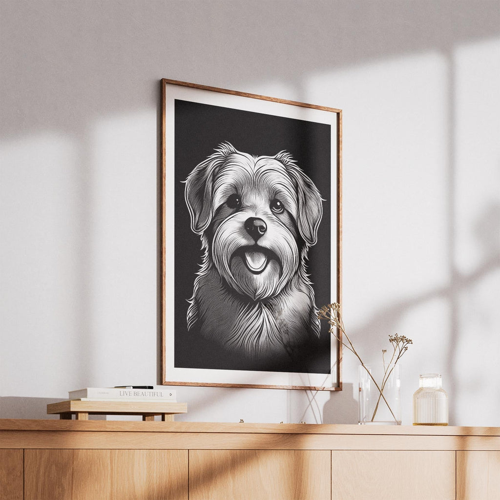 Maltese Line Dog Series in Black and White image 5