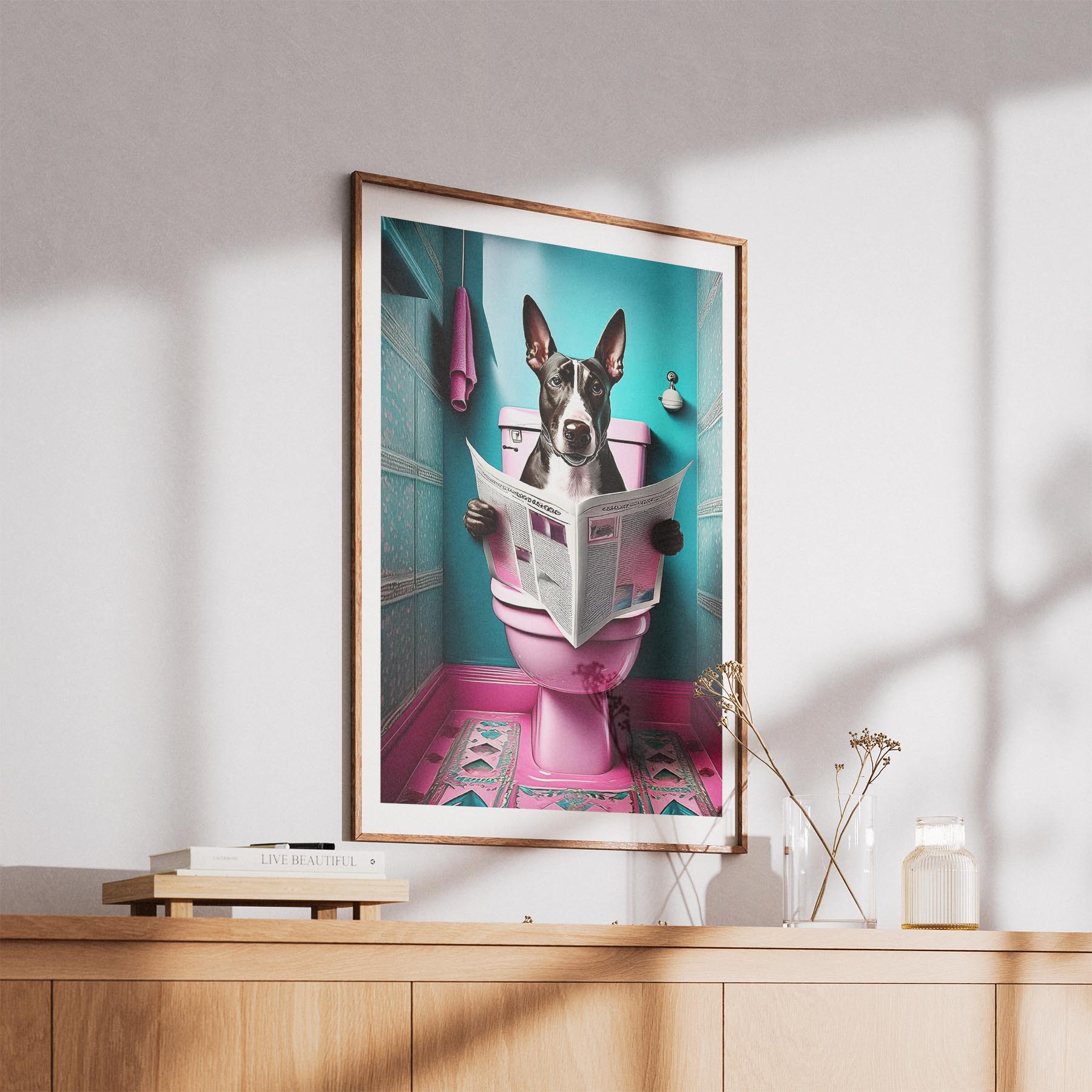 Bull Terrier Toilet Dogs PInk and Turquise image 5