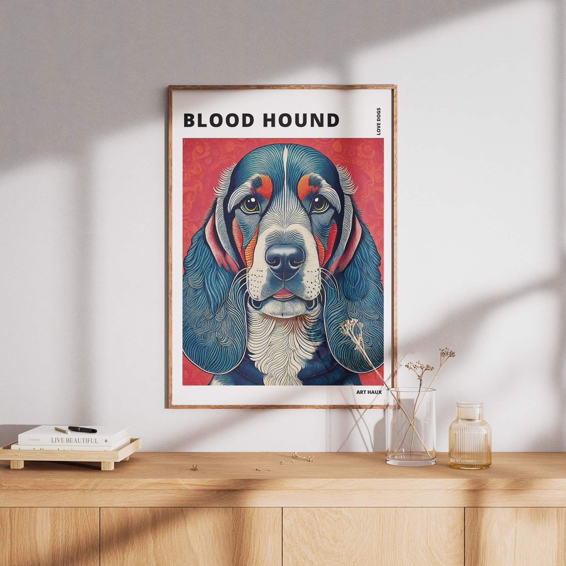 Bloodhound Hokusai Japanese Inspired Dog Series with Text image 7