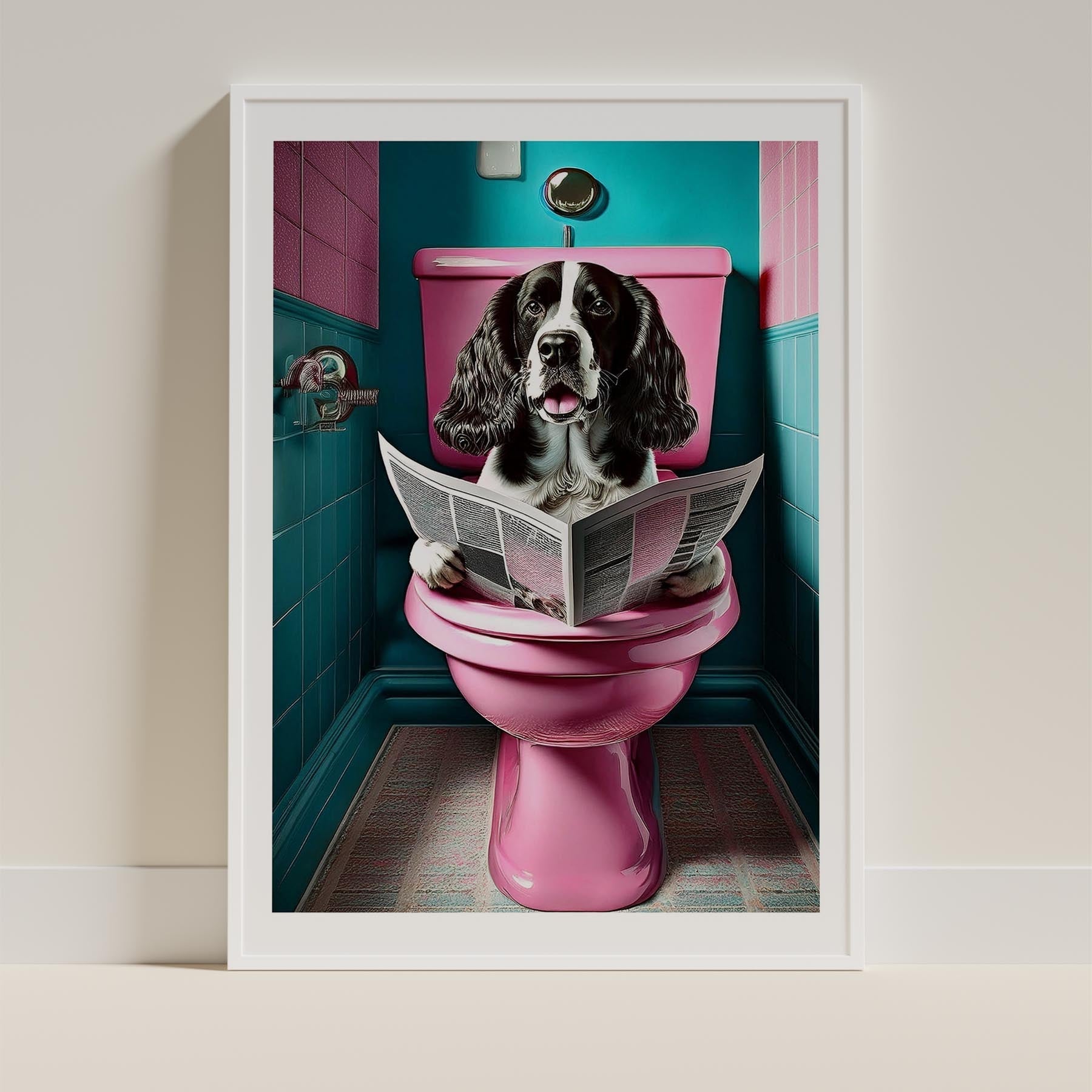 English Springer Spaniel Toilet Dogs PInk and Turquise image 9