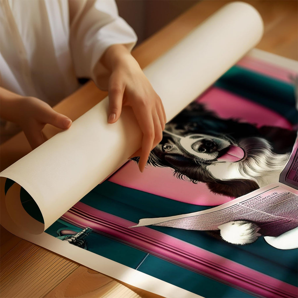 Border Collie Toilet Dogs PInk and Turquise image 1