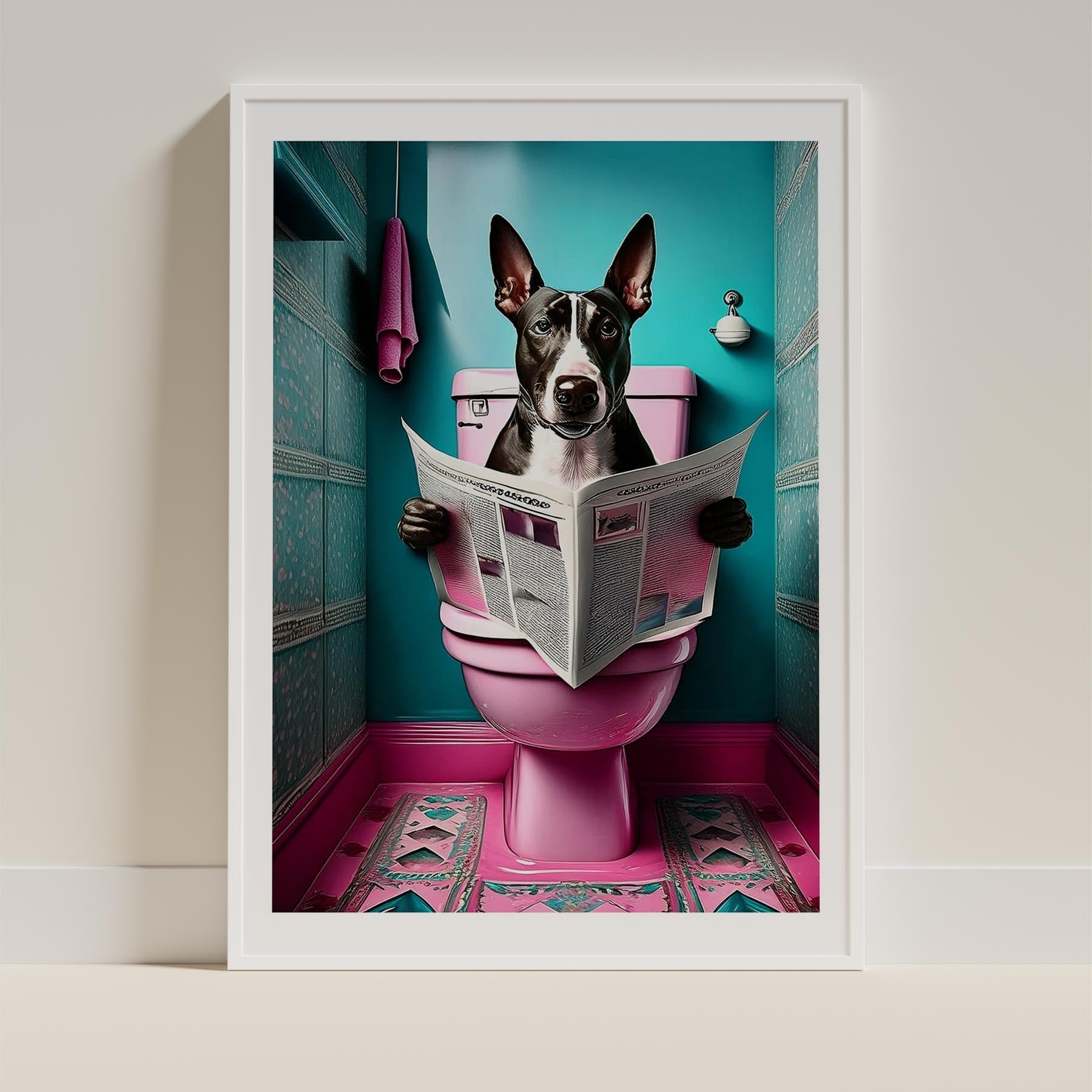 Bull Terrier Toilet Dogs PInk and Turquise image 9
