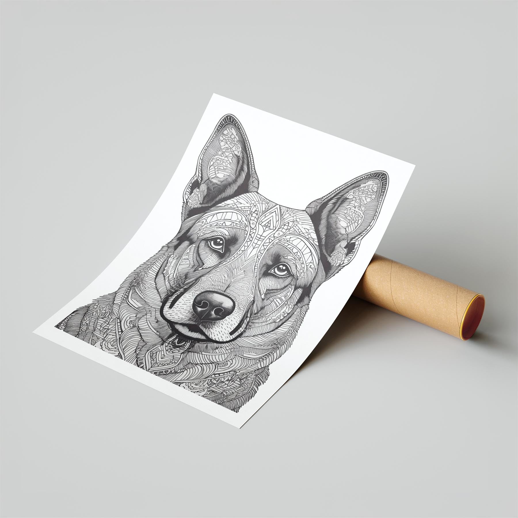 German Shepherd Mandala Black and White Dog Series image 6