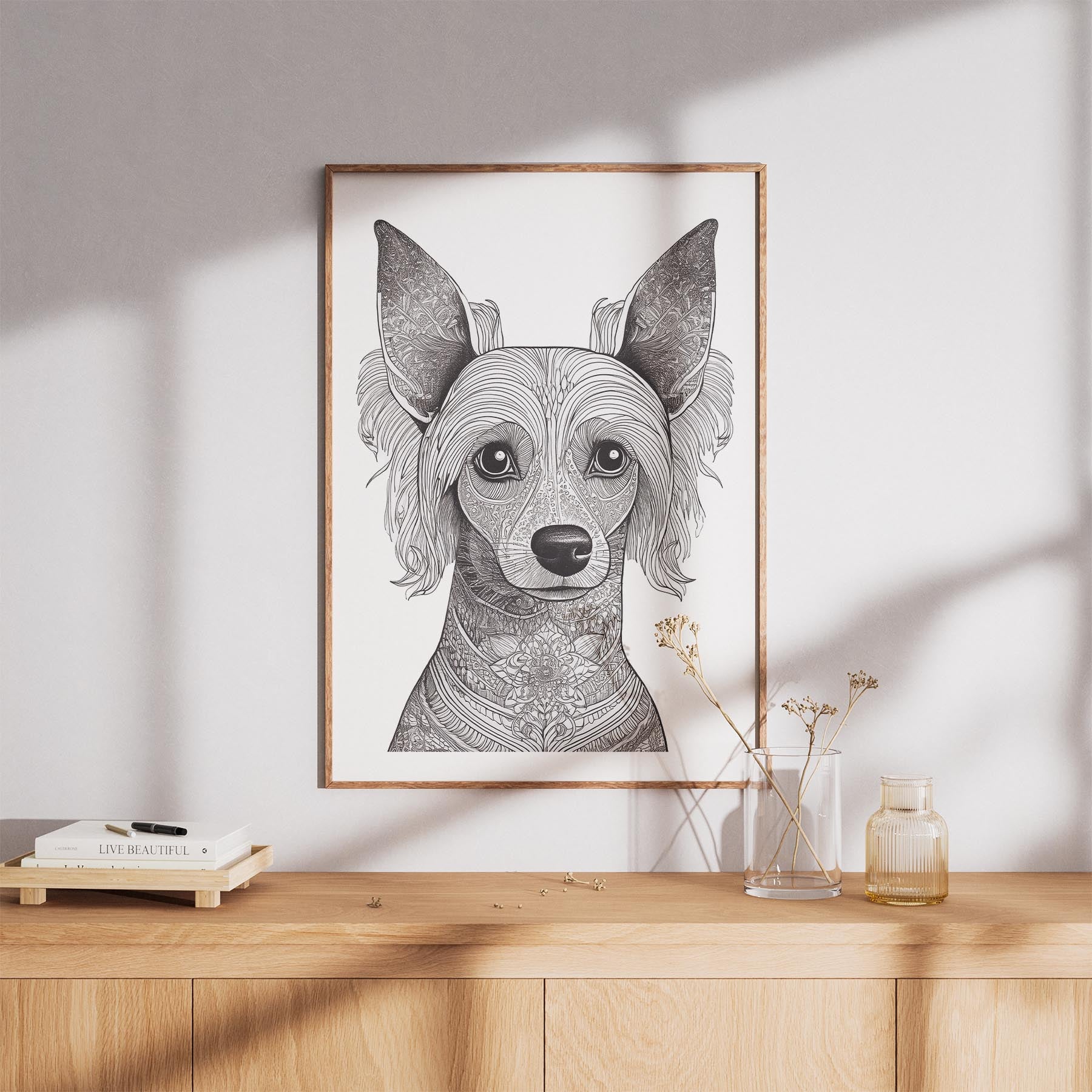 Chinese Crested Mandala Black and White Dog Series image 8