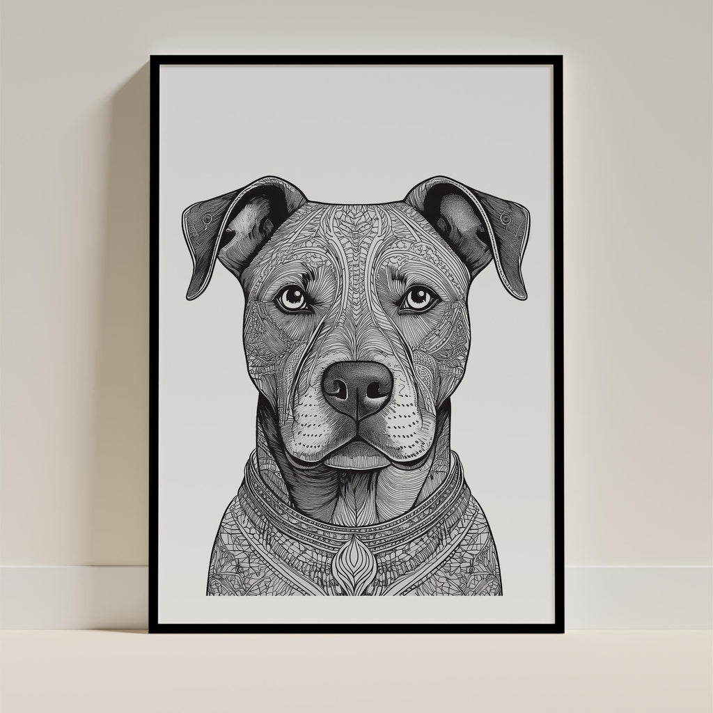 American Pitbull Terrier Mandala Black and White Dog Series image 0